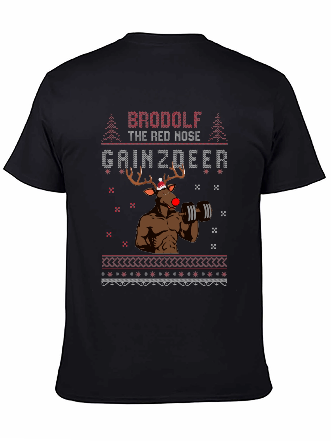 BroDolf Gainzdeer Christmas Black T-Shirt