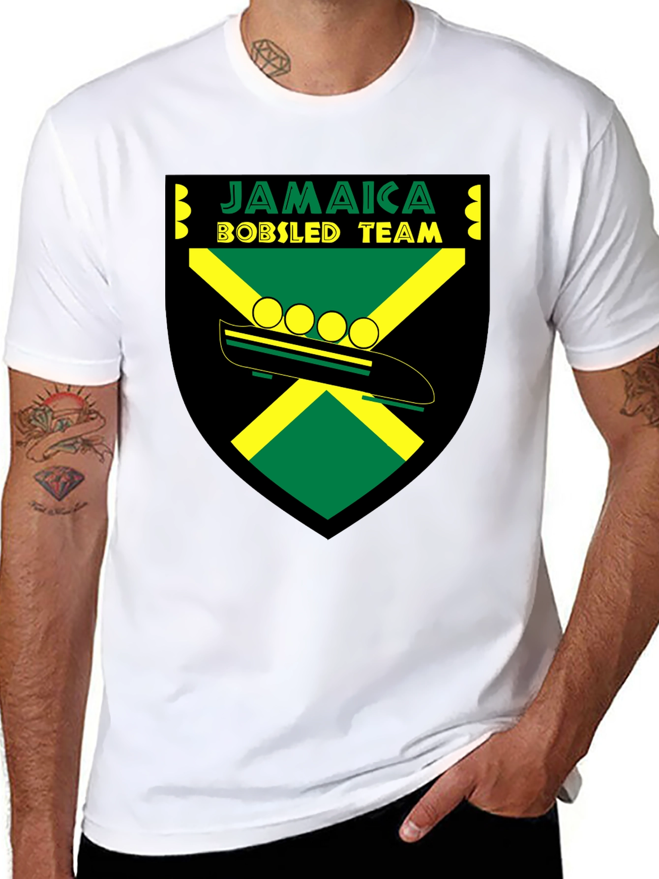 Jamaica Bobsled Team Graphic Tee - Cool Retro Design