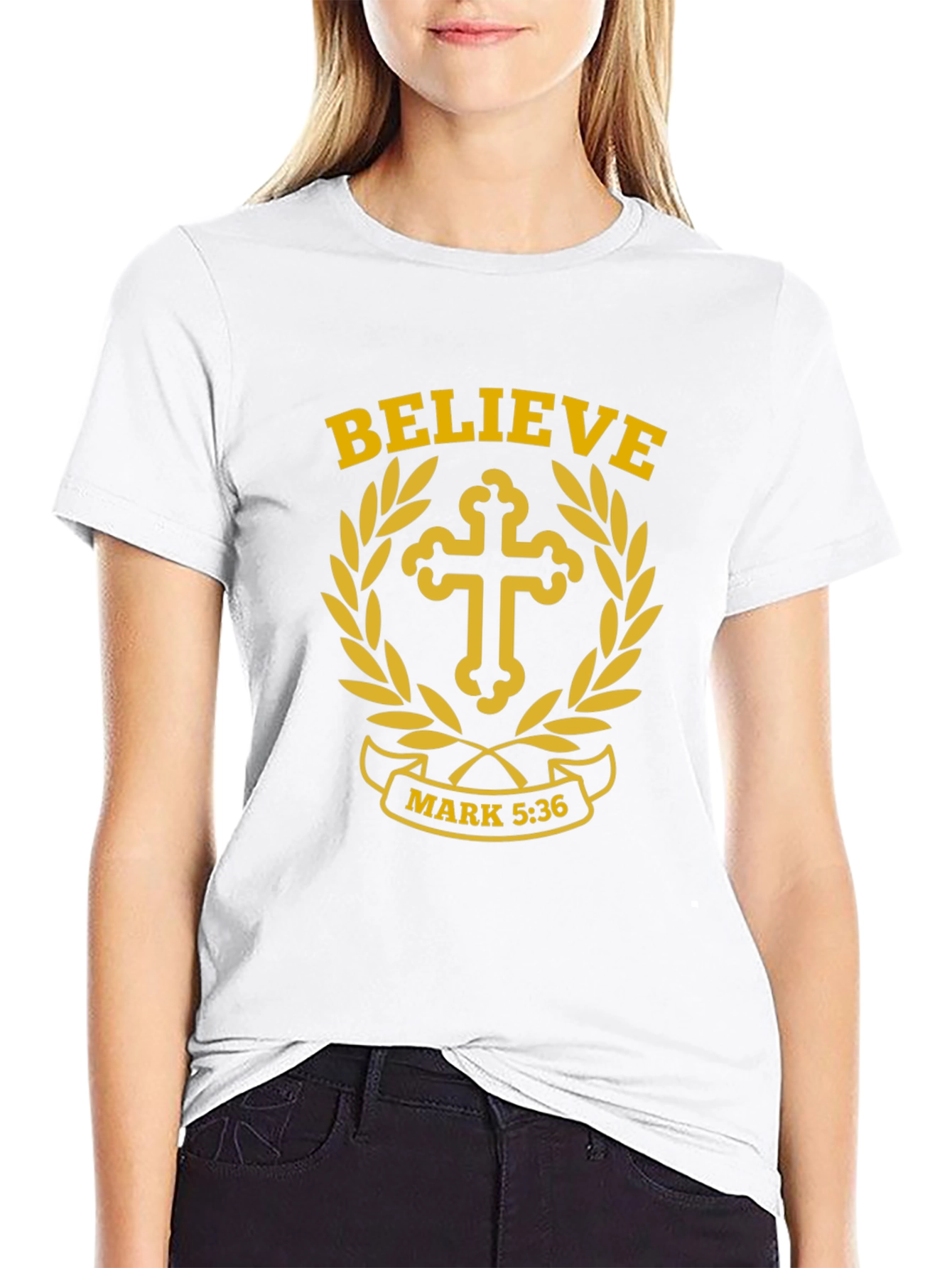 Believe T-Shirt with Cross and Scripture