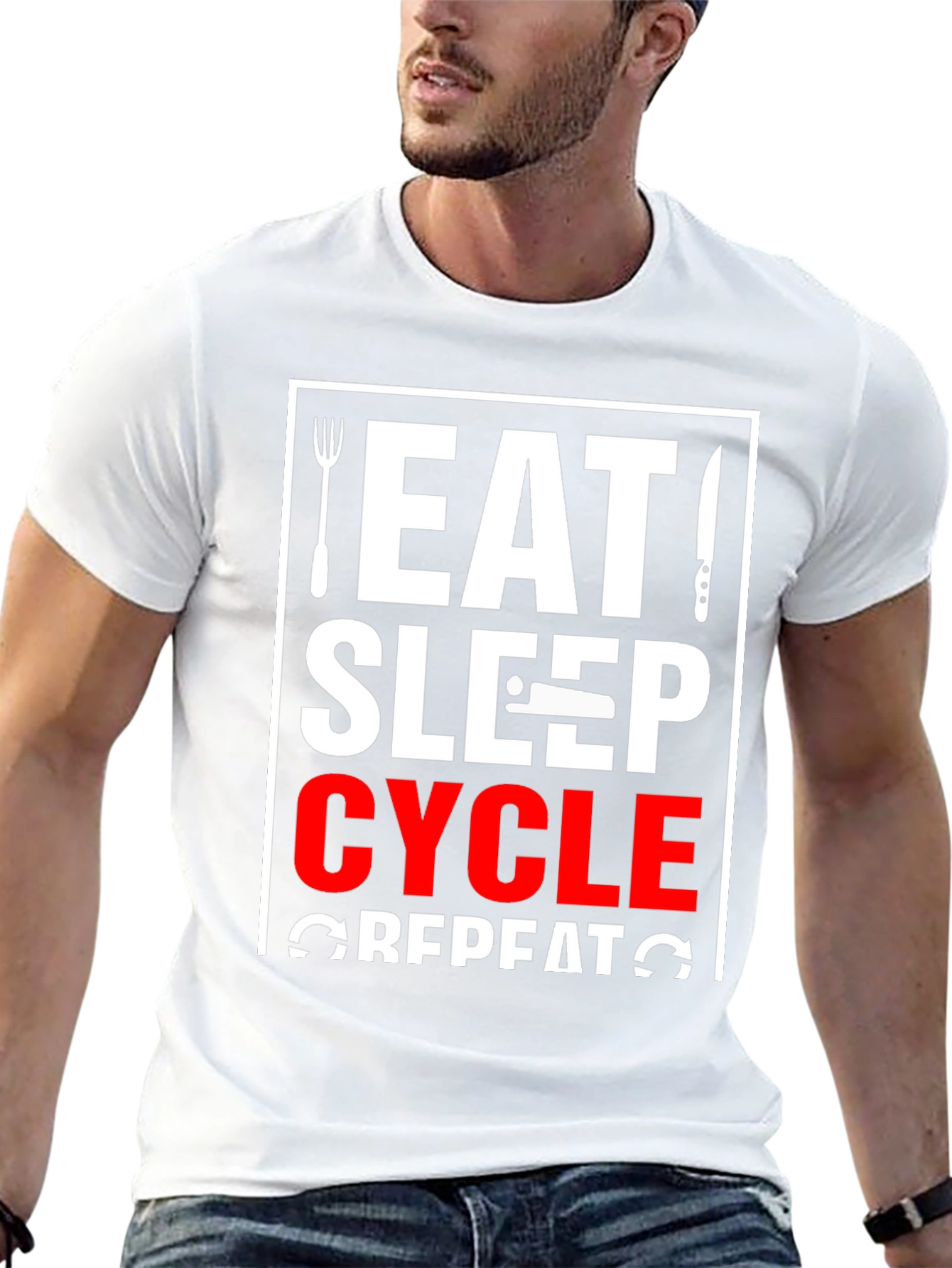 Eat Sleep Cycle Repeat T-Shirt - Black