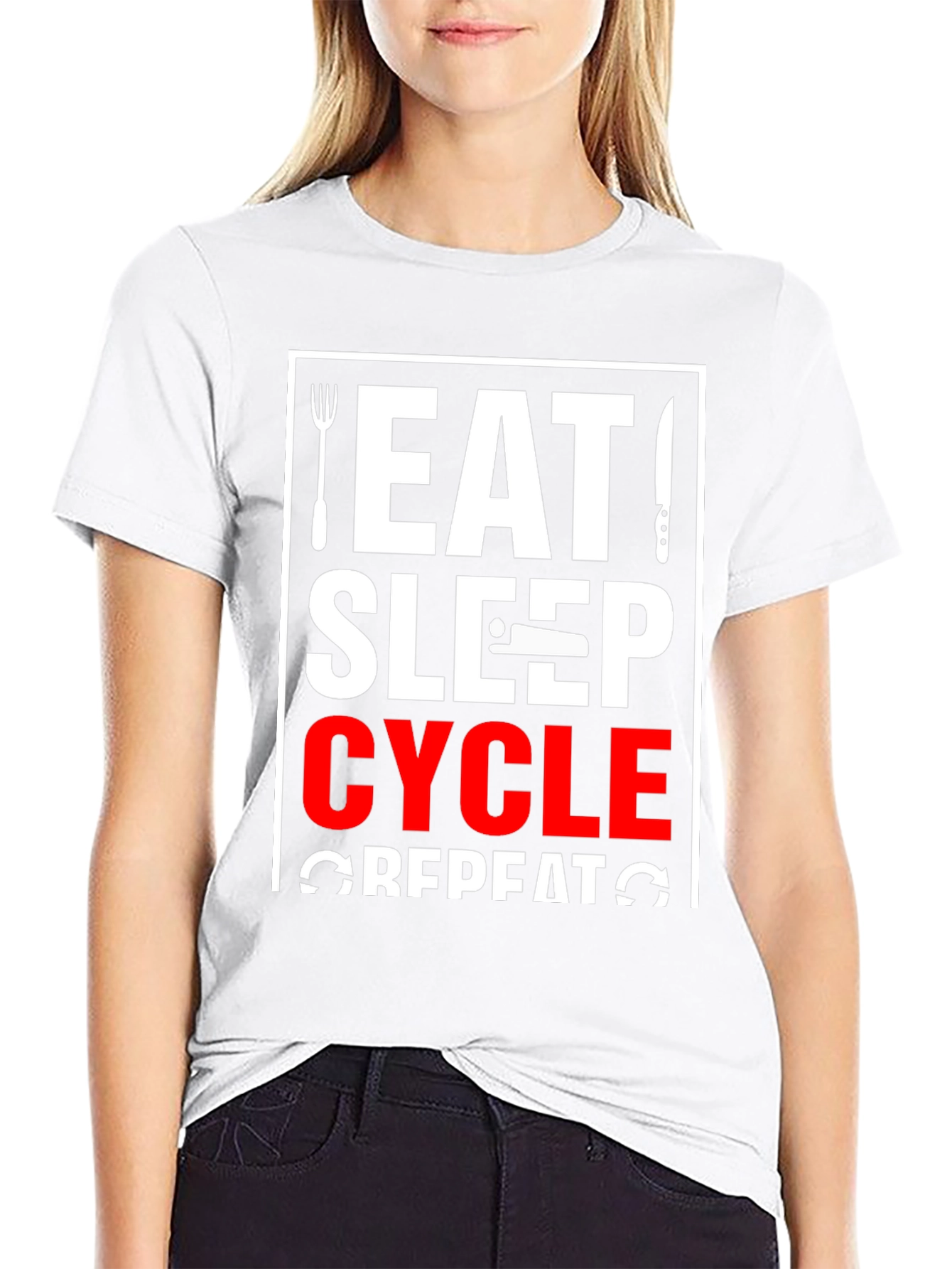 Eat Sleep Cycle Repeat T-Shirt - Black