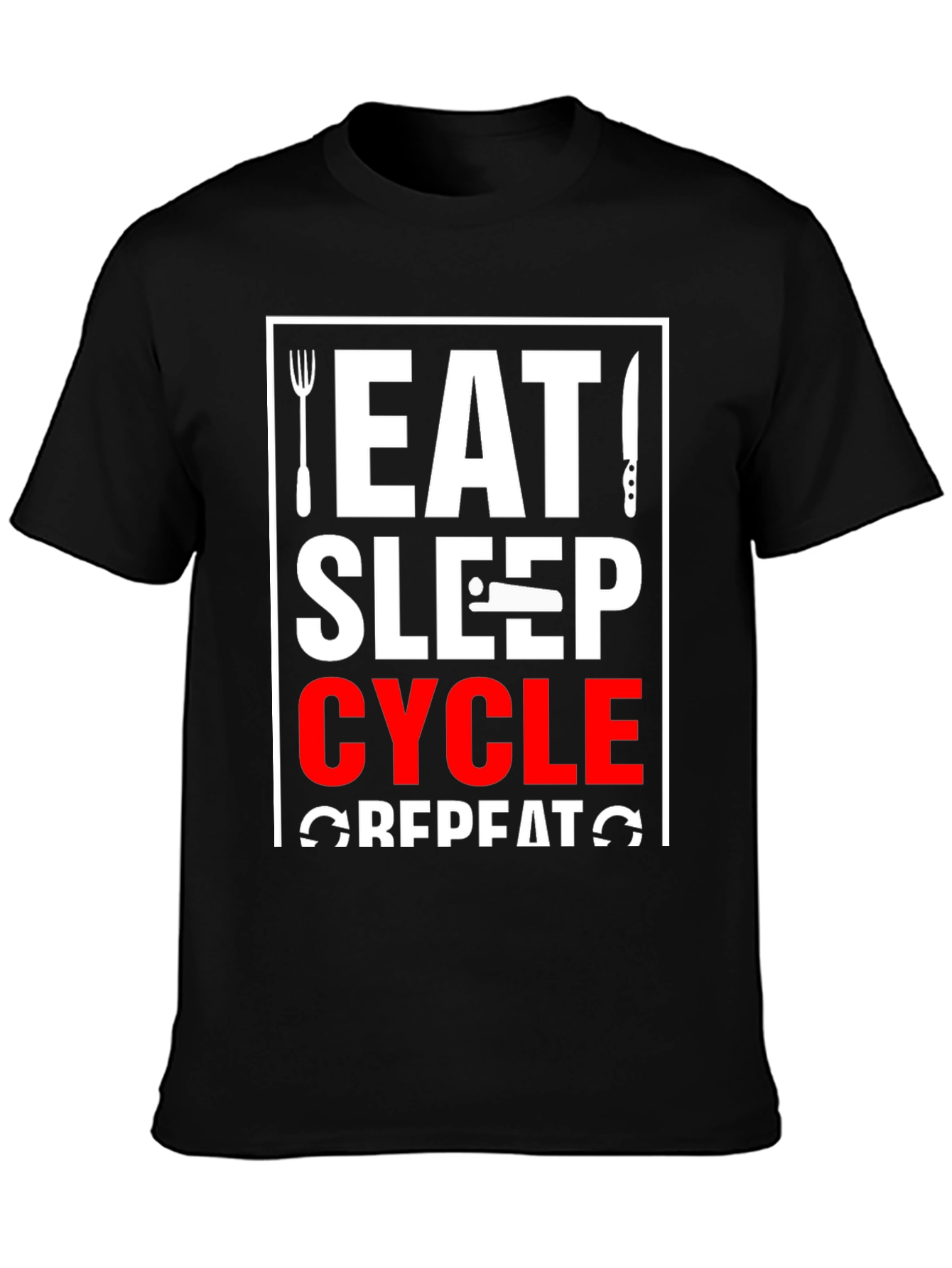 Eat Sleep Cycle Repeat T-Shirt - Black