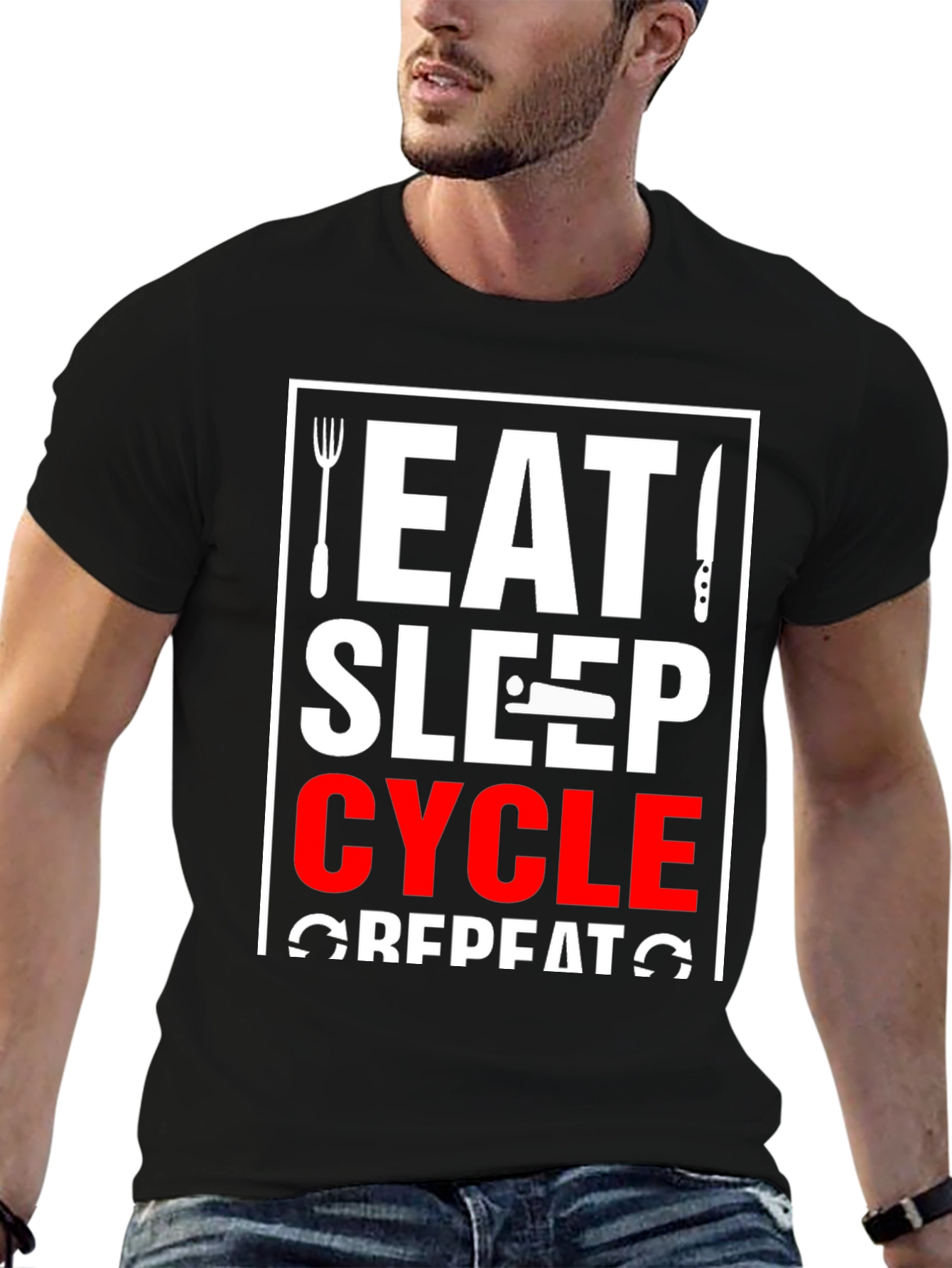 Eat Sleep Cycle Repeat T-Shirt - Black