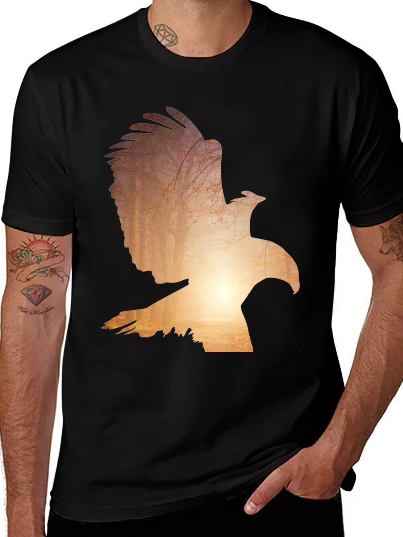 Eagle Silhouette Graphic Tee - Nature Inspired Design