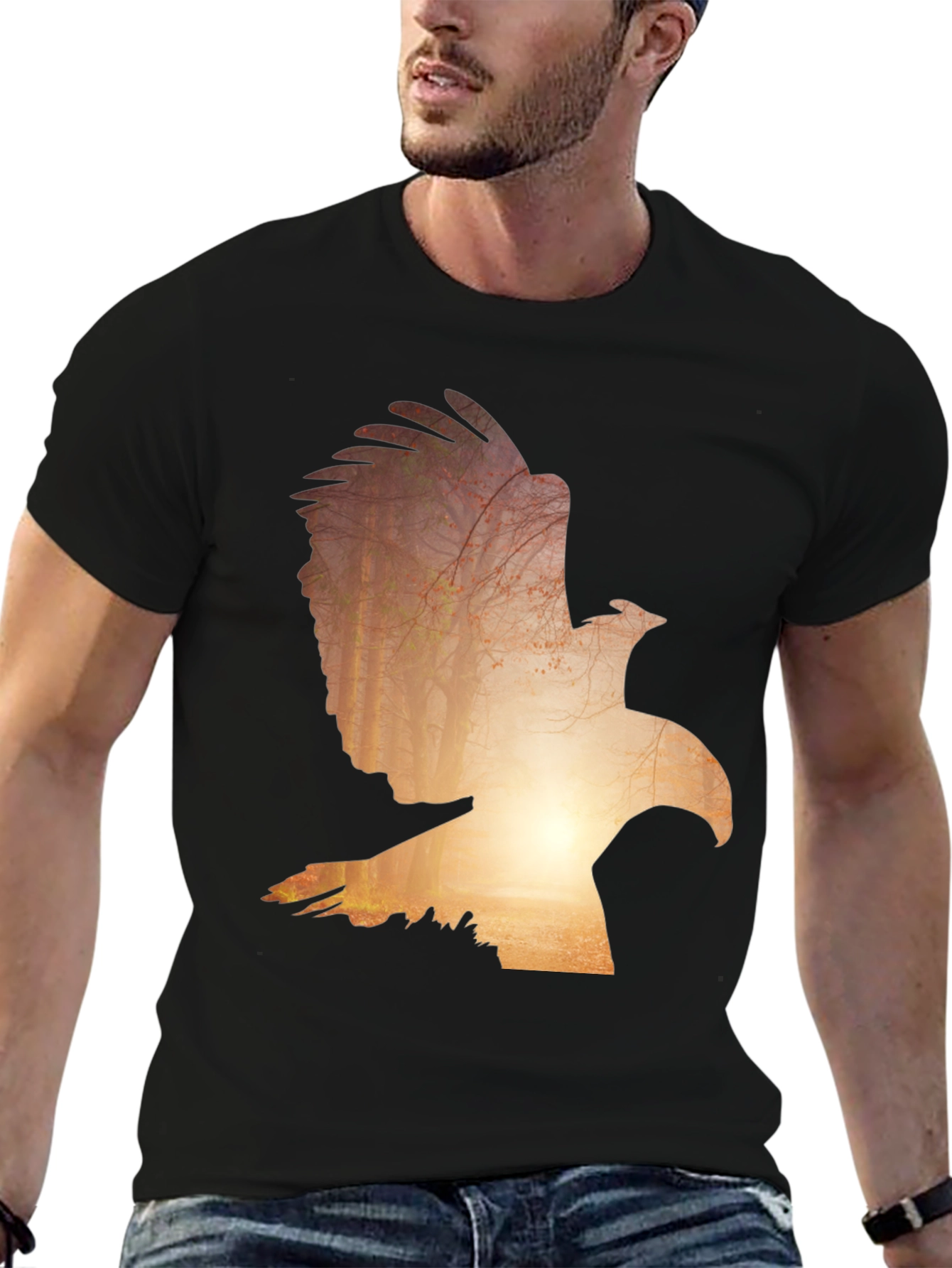 Eagle Silhouette Graphic Tee - Nature Inspired Design