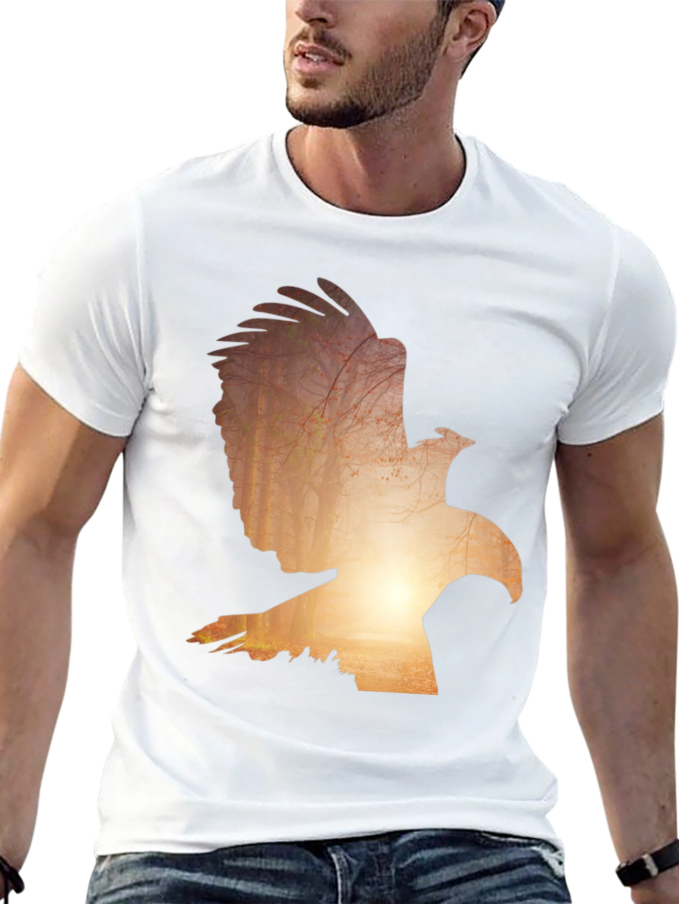 Eagle Silhouette Graphic Tee - Nature Inspired Design