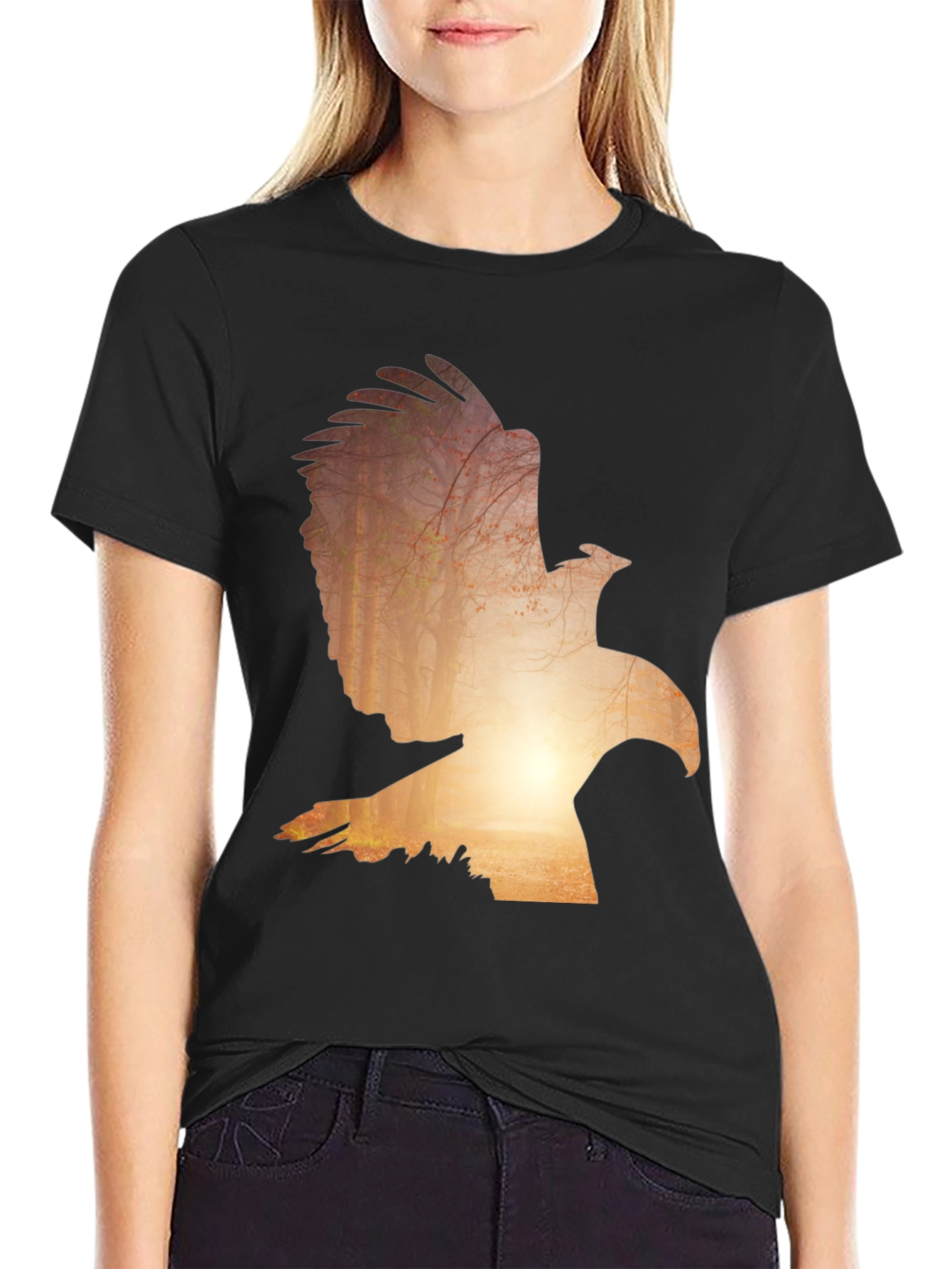 Eagle Silhouette Graphic Tee - Nature Inspired Design