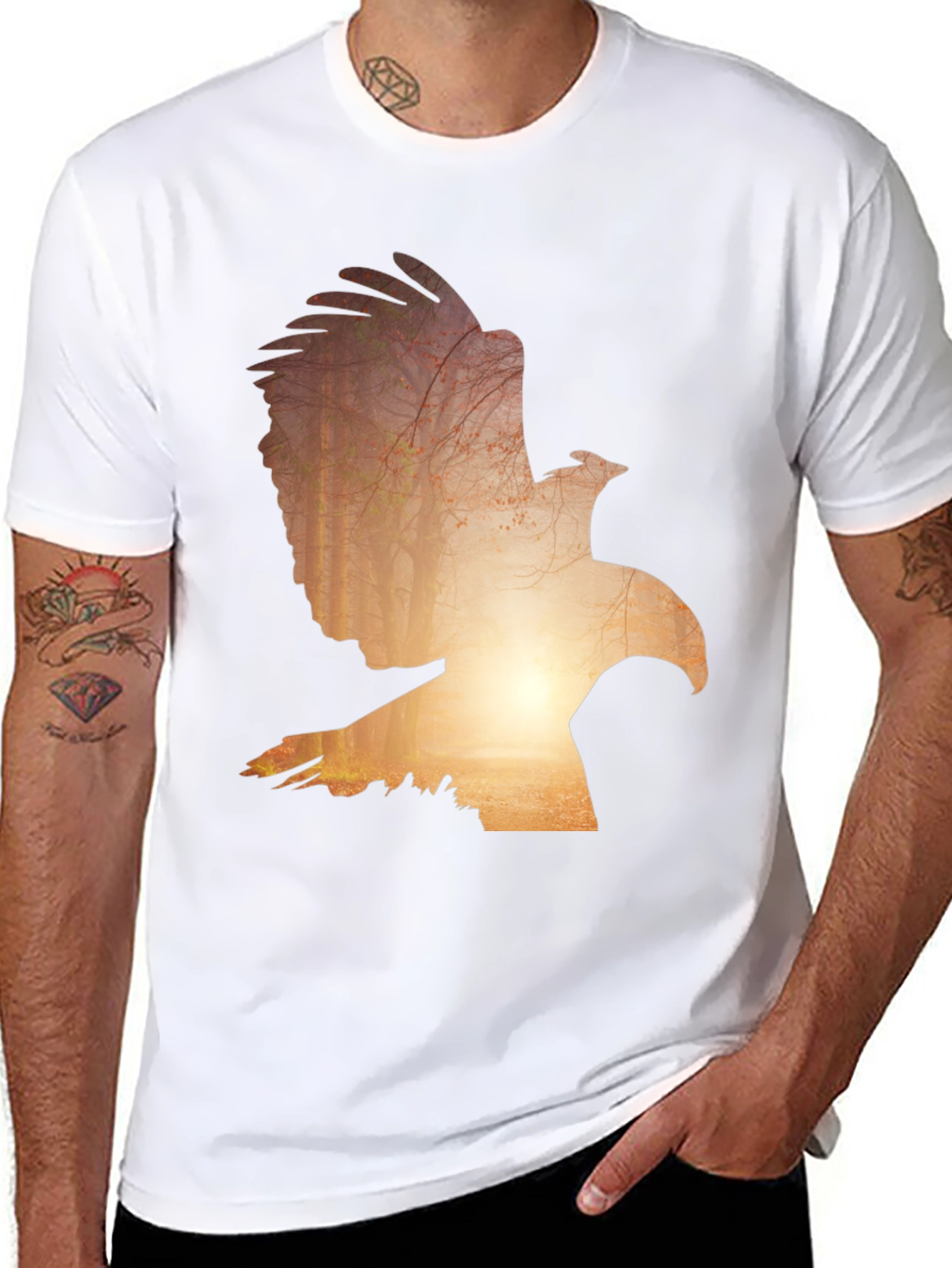 Eagle Silhouette Graphic Tee - Nature Inspired Design