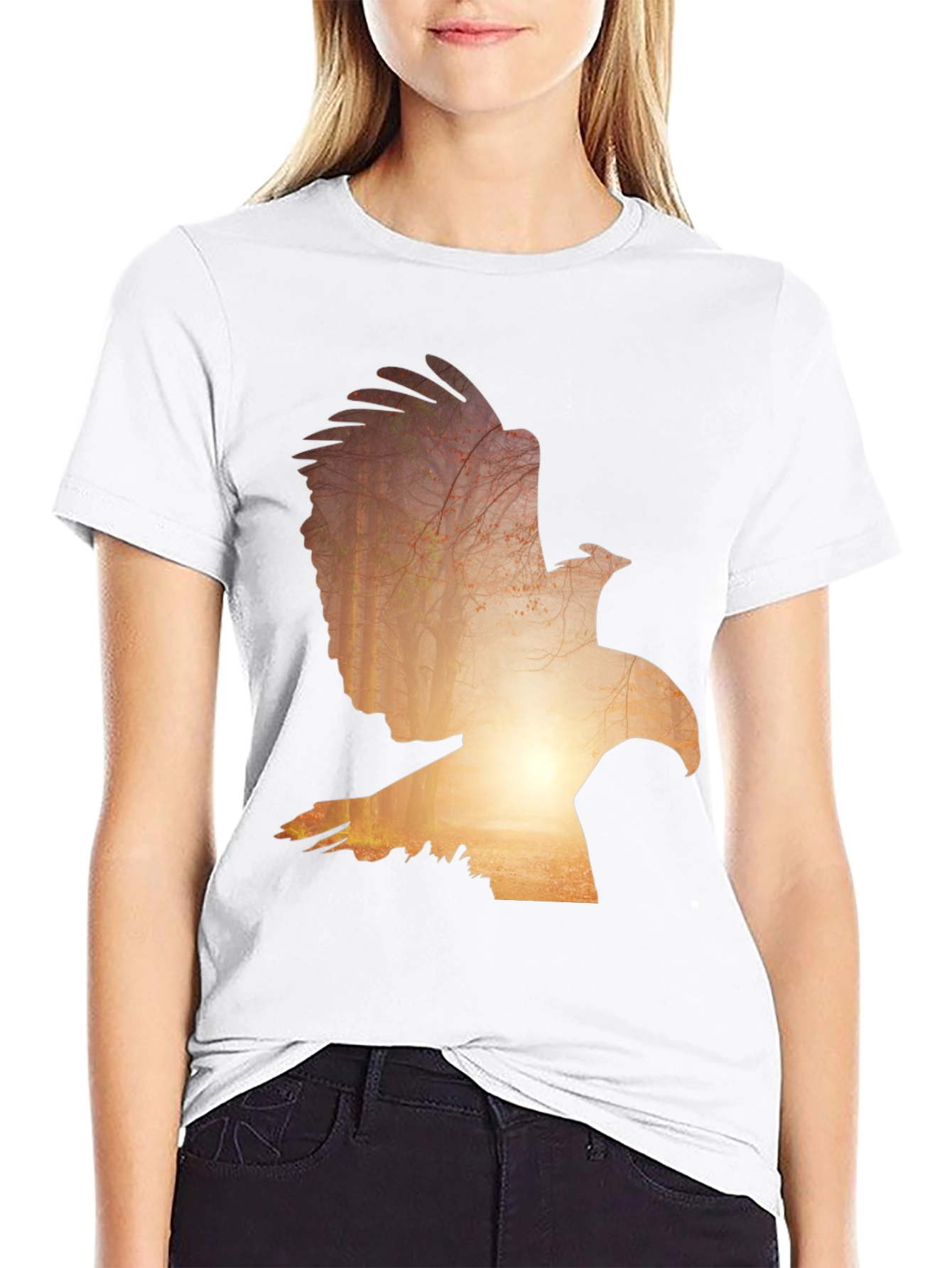 Eagle Silhouette Graphic Tee - Nature Inspired Design
