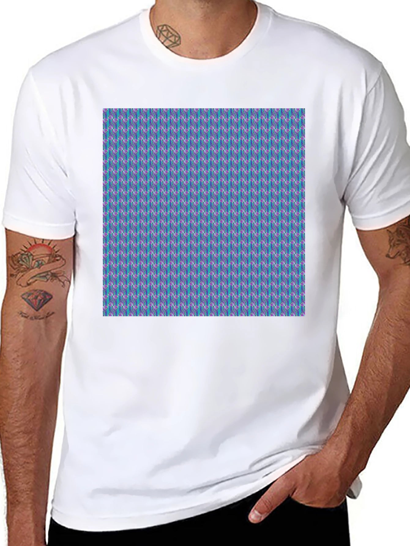 Patterned Crew Neck T-Shirt - Modern Style