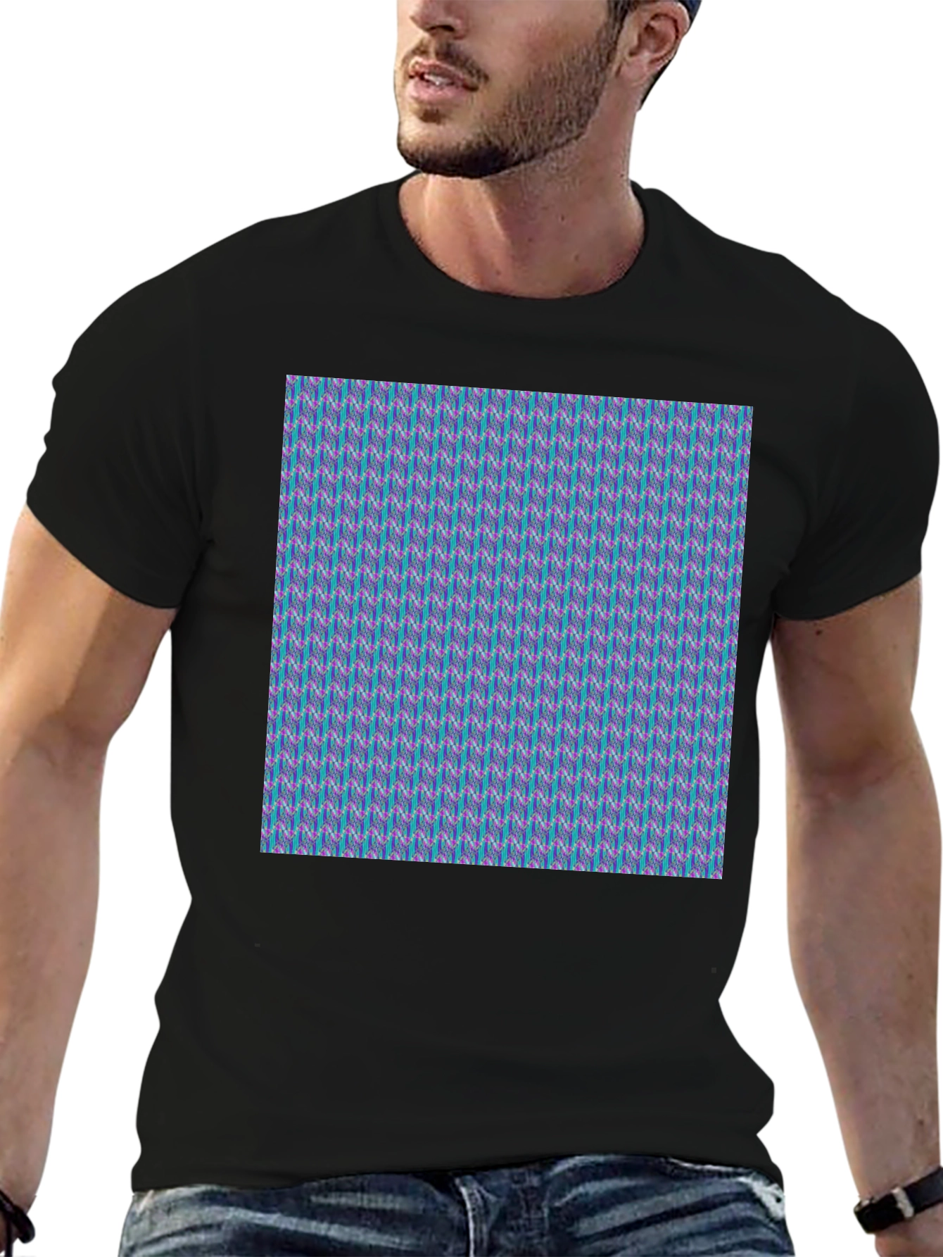 Patterned Crew Neck T-Shirt - Modern Style