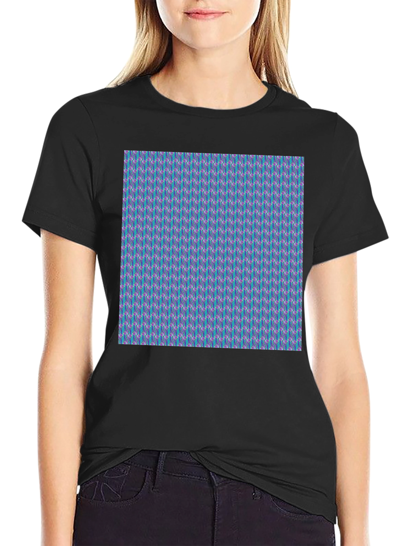 Patterned Crew Neck T-Shirt - Modern Style