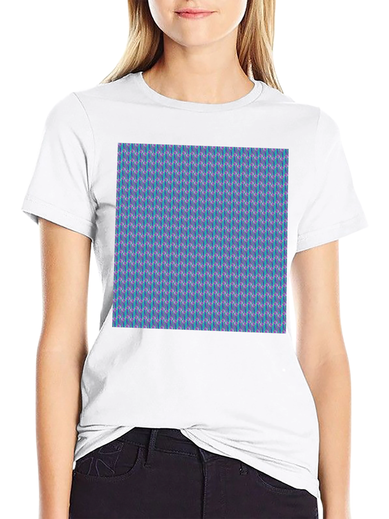 Patterned Crew Neck T-Shirt - Modern Style