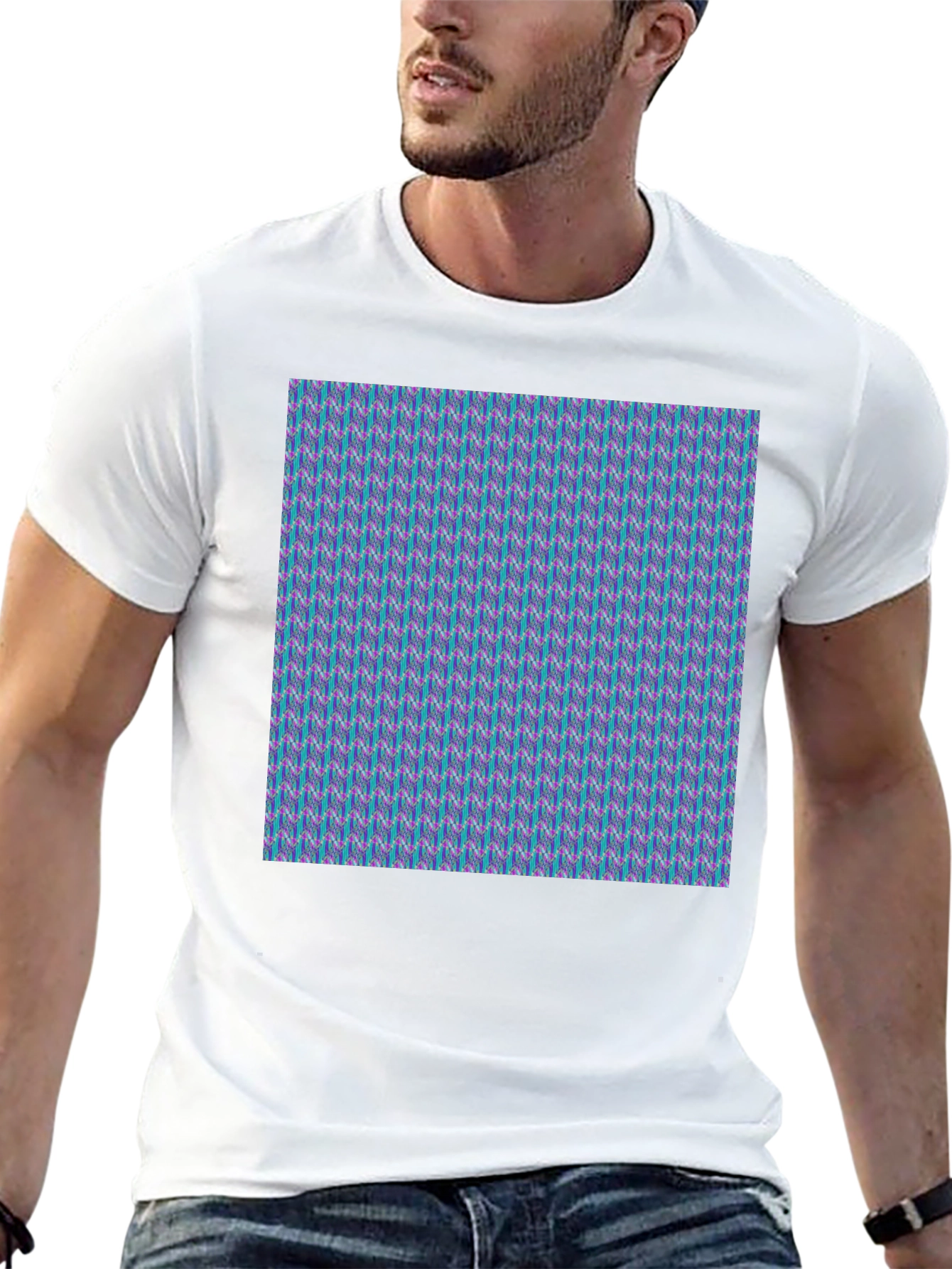 Patterned Crew Neck T-Shirt - Modern Style