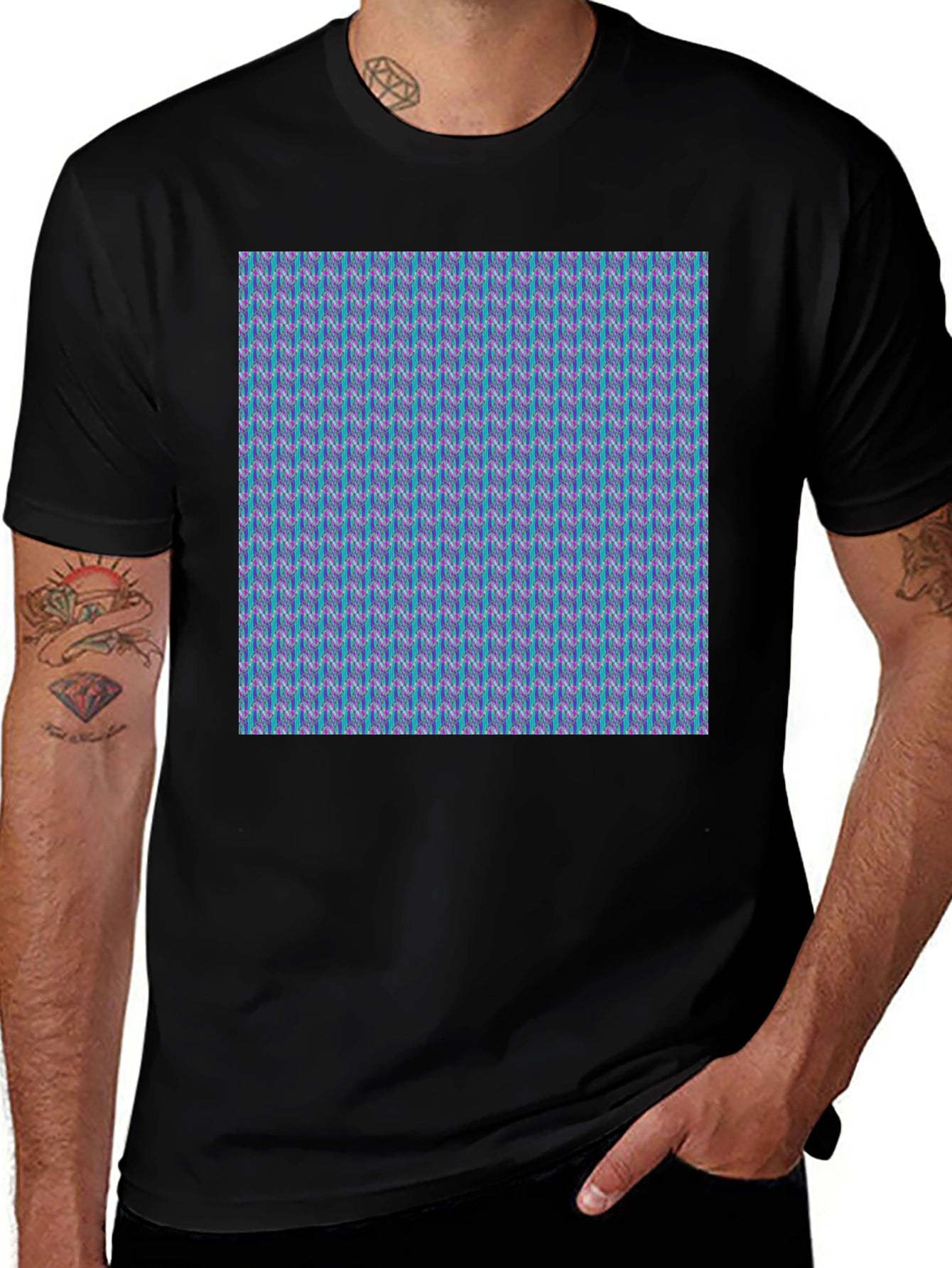 Patterned Crew Neck T-Shirt - Modern Style