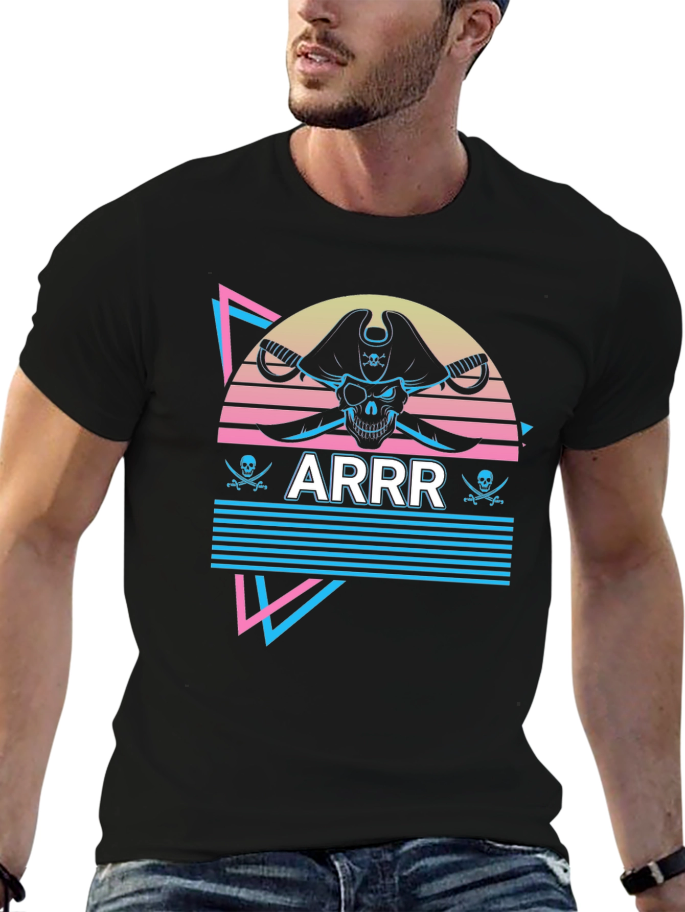 Retro Pirate T-Shirt - ARRR Skull Design
