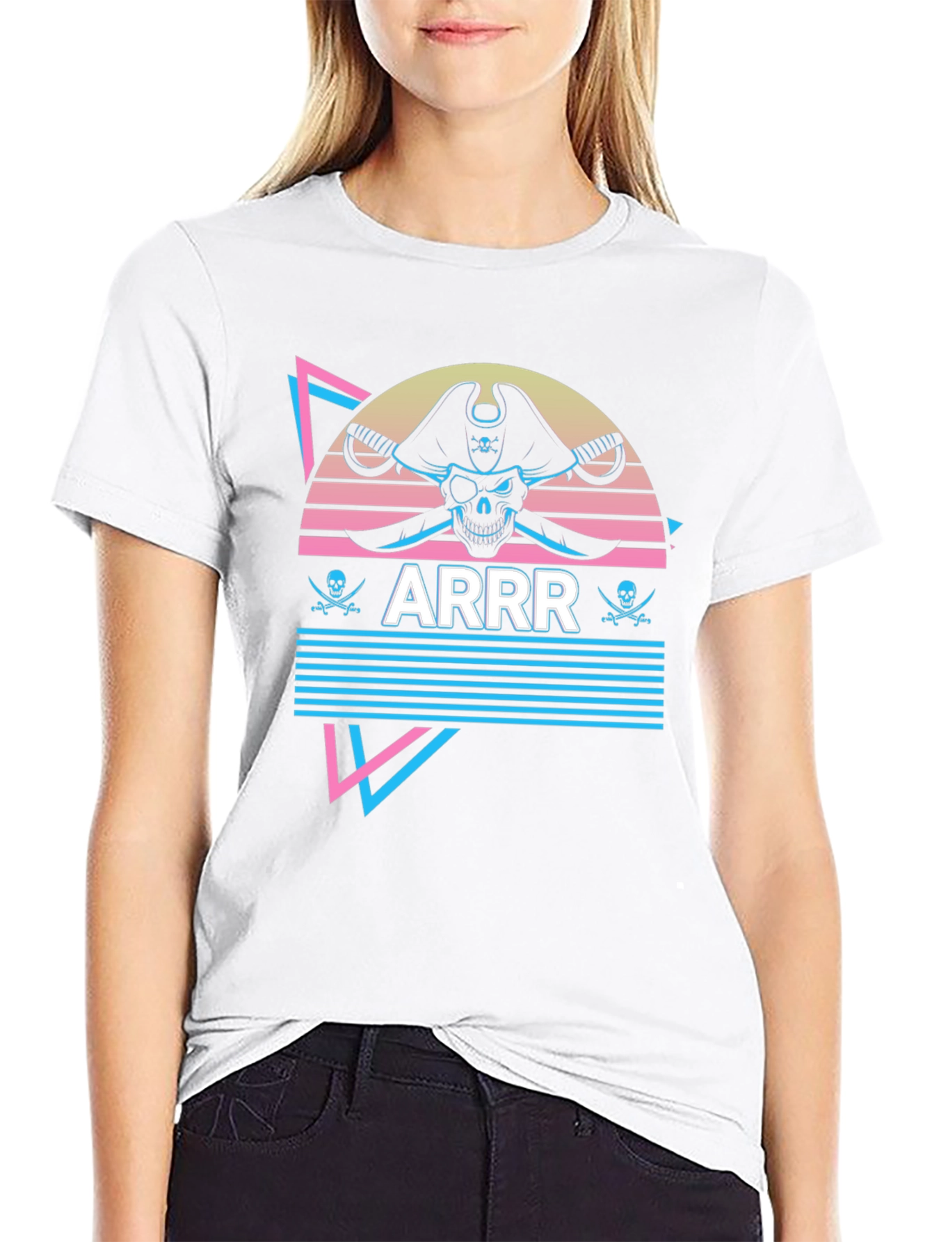 Retro Pirate T-Shirt - ARRR Skull Design