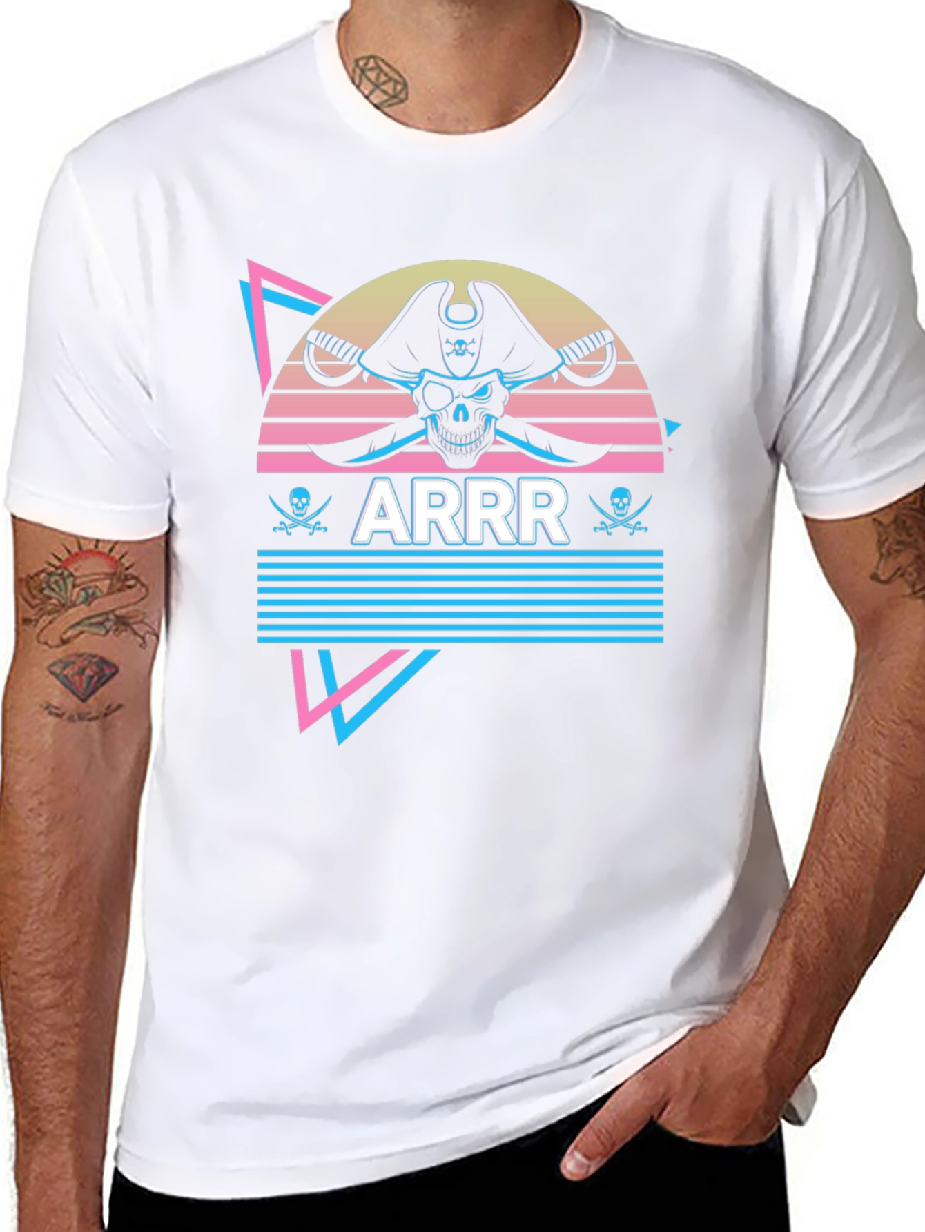 Retro Pirate T-Shirt - ARRR Skull Design