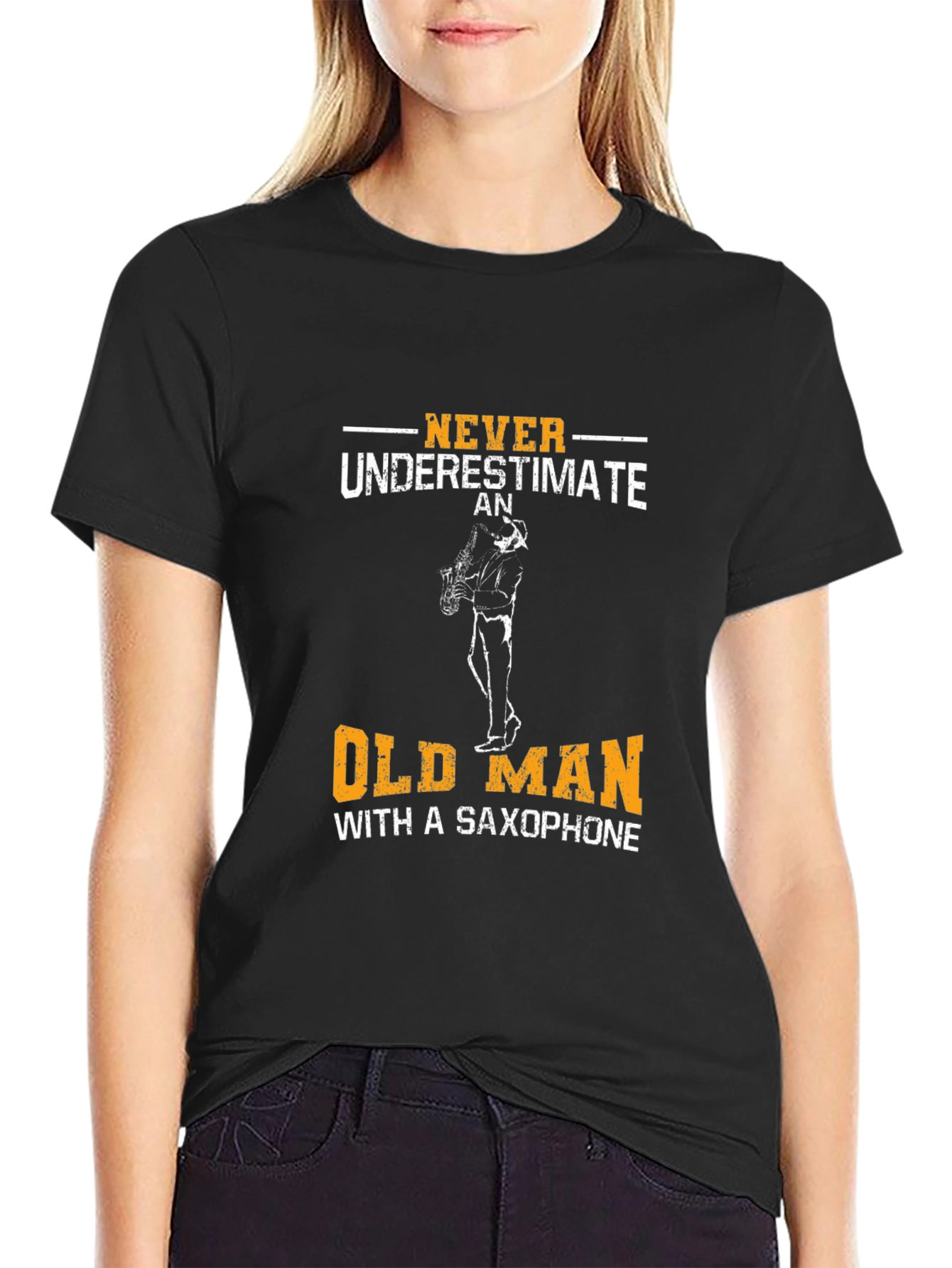 Never Underestimate Old Man with Saxophone T-Shirt