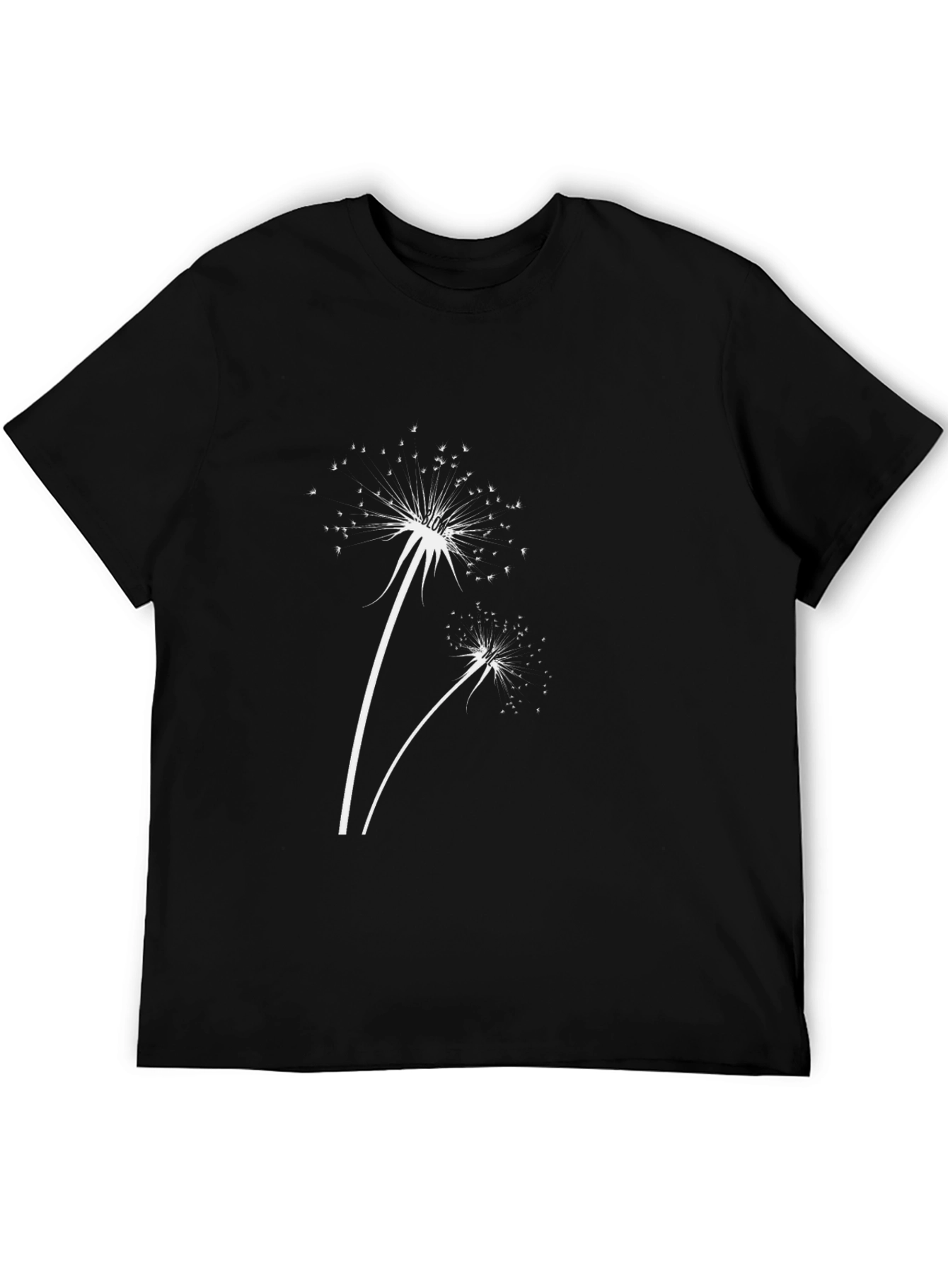Dandelion Print Black T-Shirt - Stylish & Casual