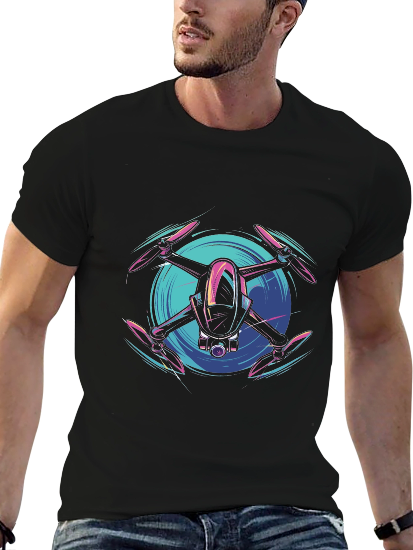 Drone Graphic Tee - Modern Tech Style