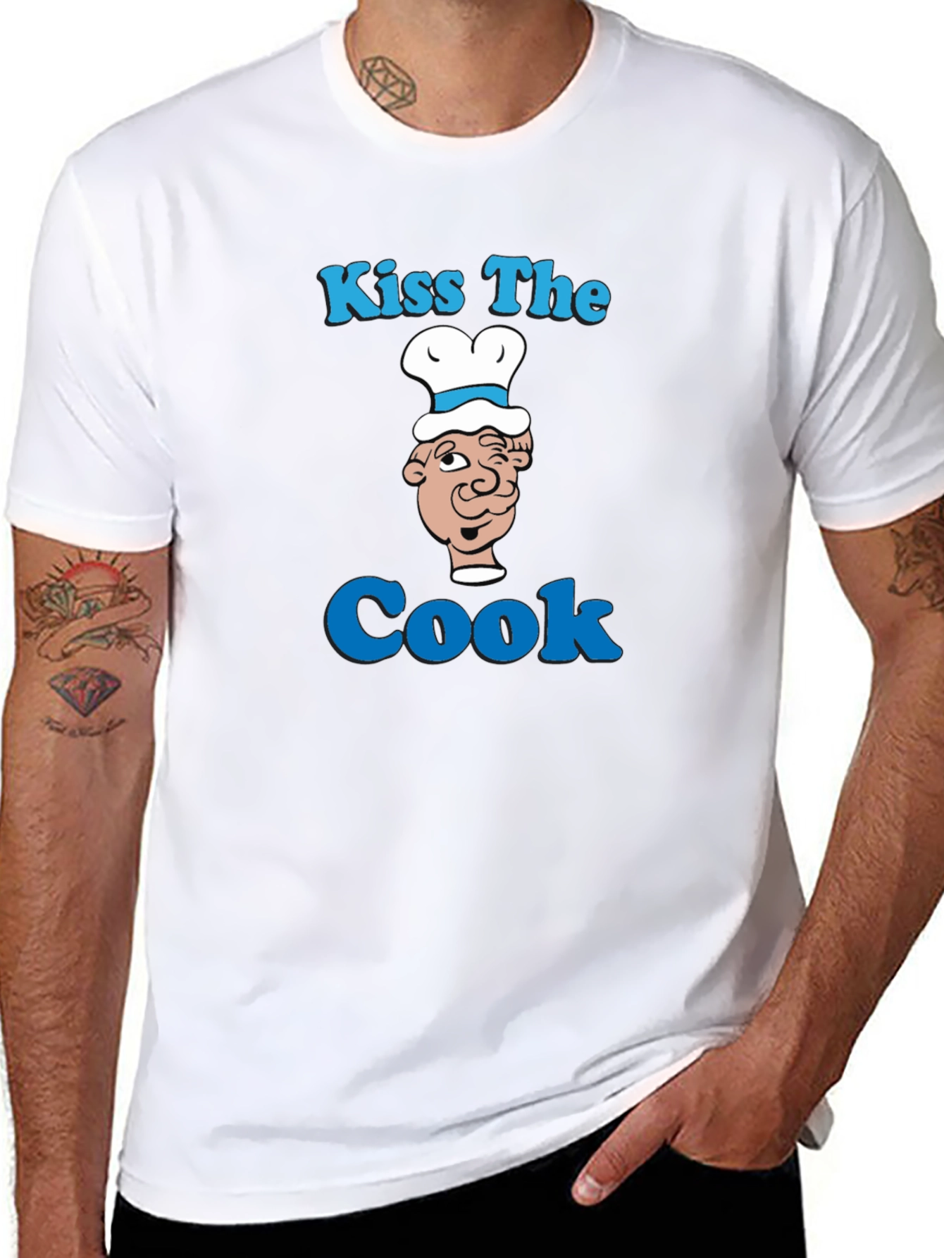 Kiss The Cook Graphic T-Shirt - Funny Chef Tee