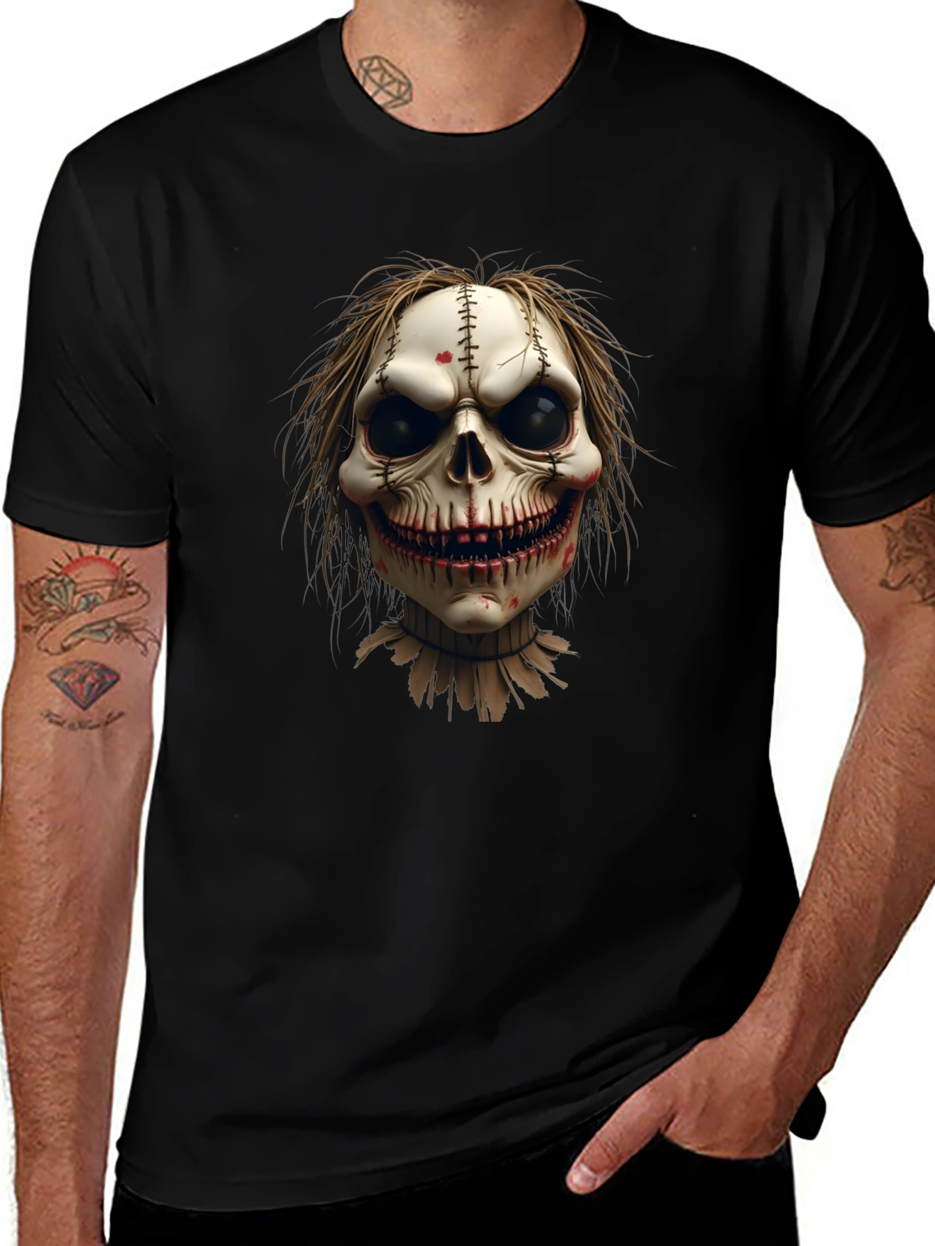 Scary Skull Graphic Tee - Mens Black T-Shirt