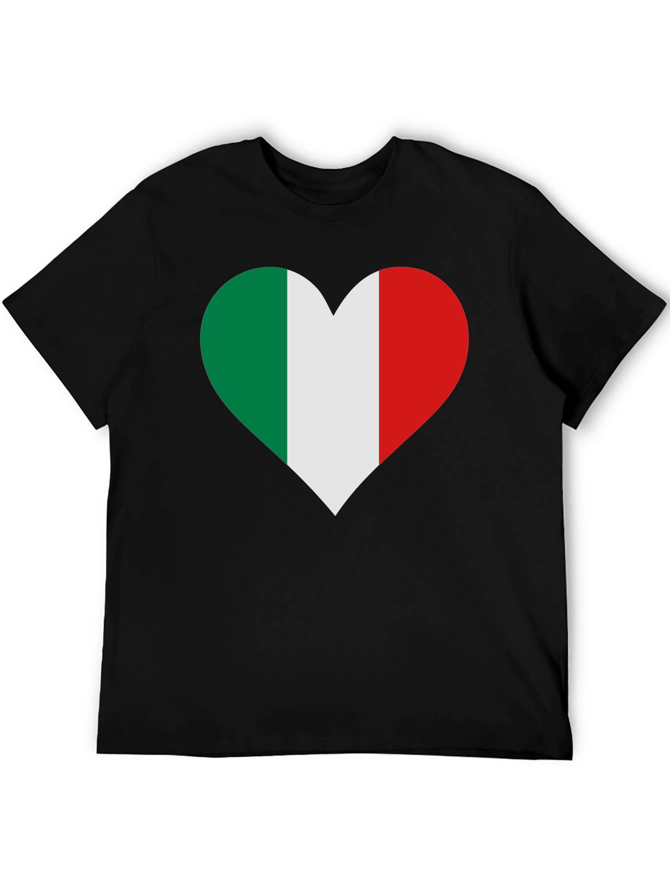 Italian Flag Heart Black T-Shirt