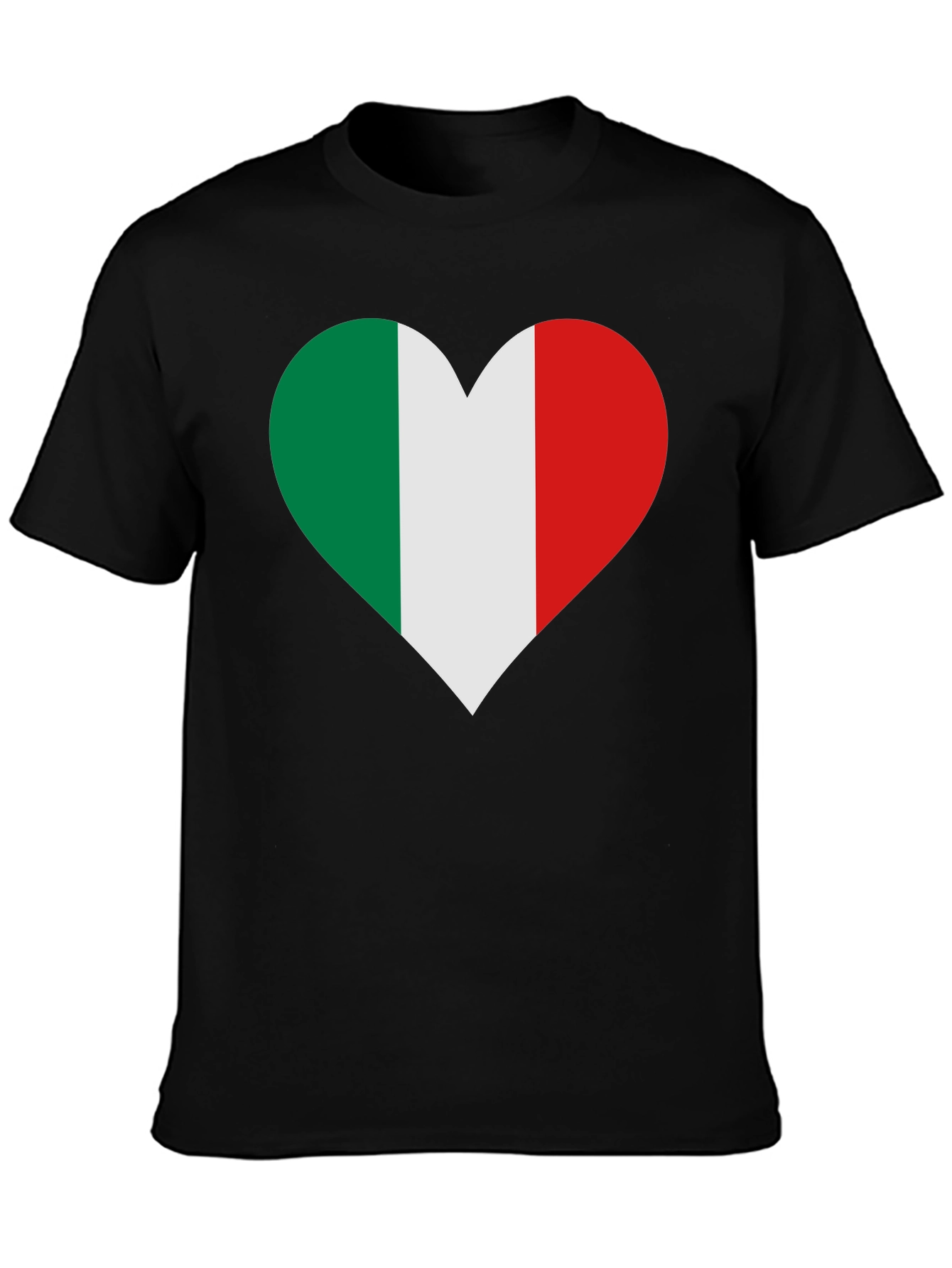 Italian Flag Heart Black T-Shirt
