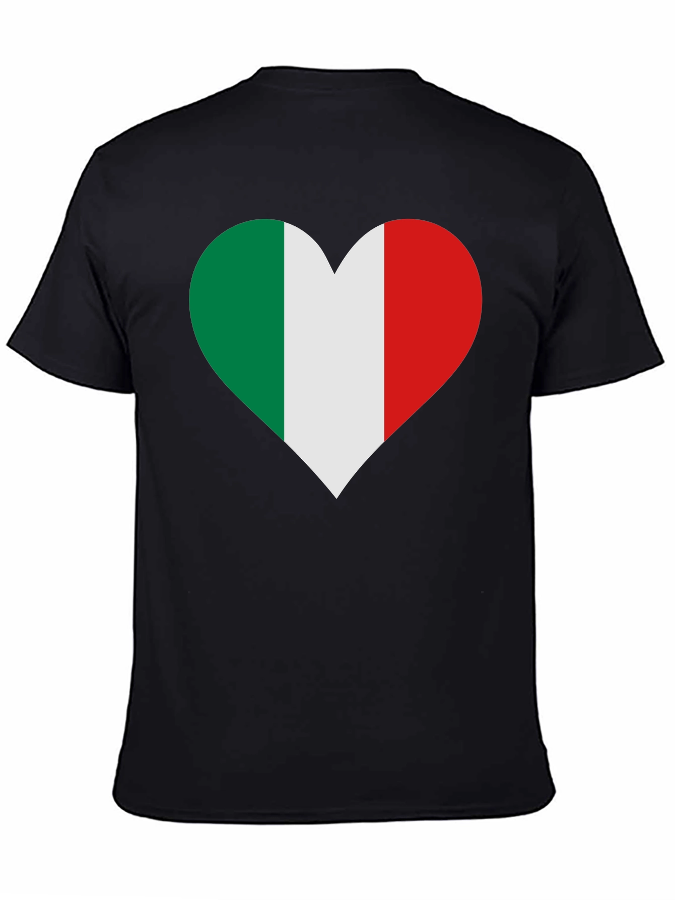 Italian Flag Heart Black T-Shirt