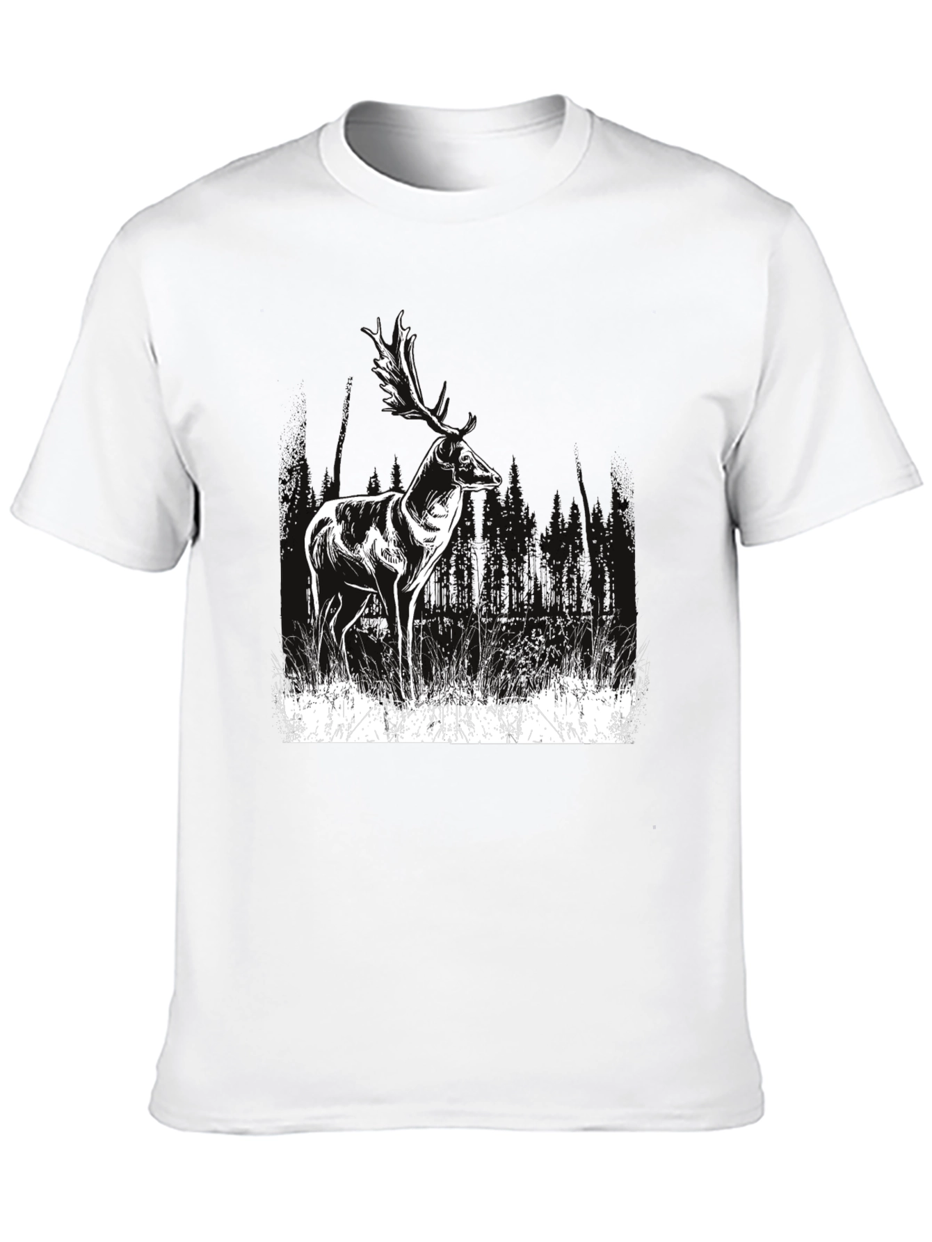 Deer Graphic Print Black T-Shirt