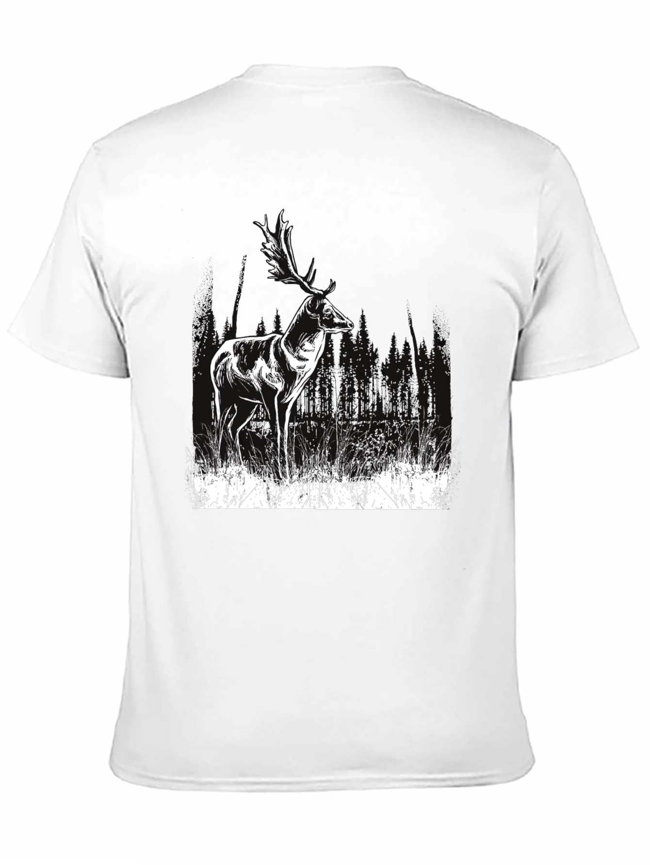 Deer Graphic Print Black T-Shirt