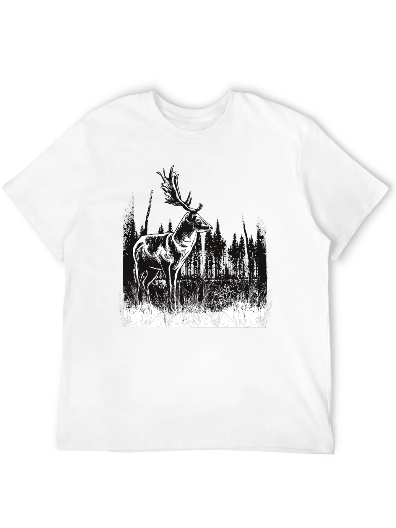 Deer Graphic Print Black T-Shirt
