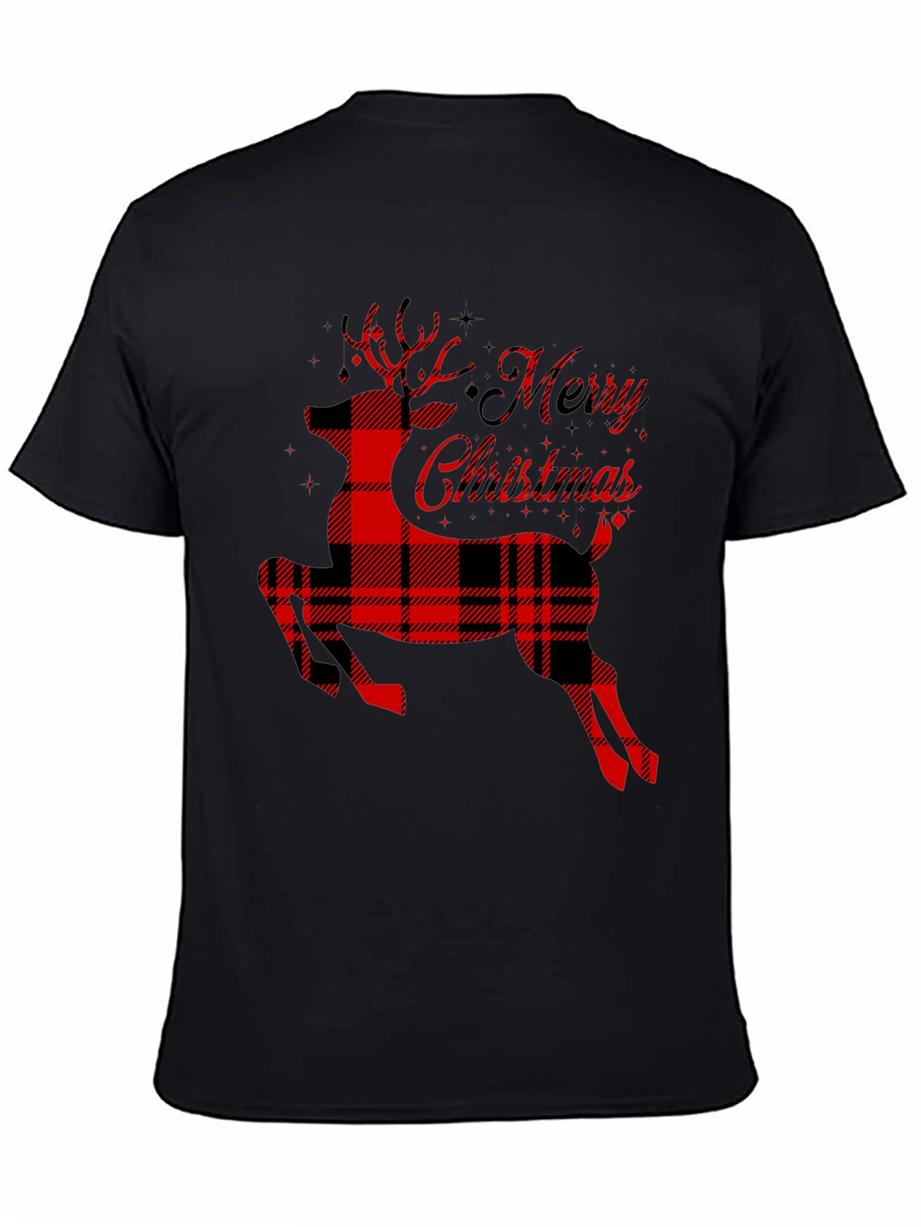 Plaid Reindeer Merry Christmas T-Shirt