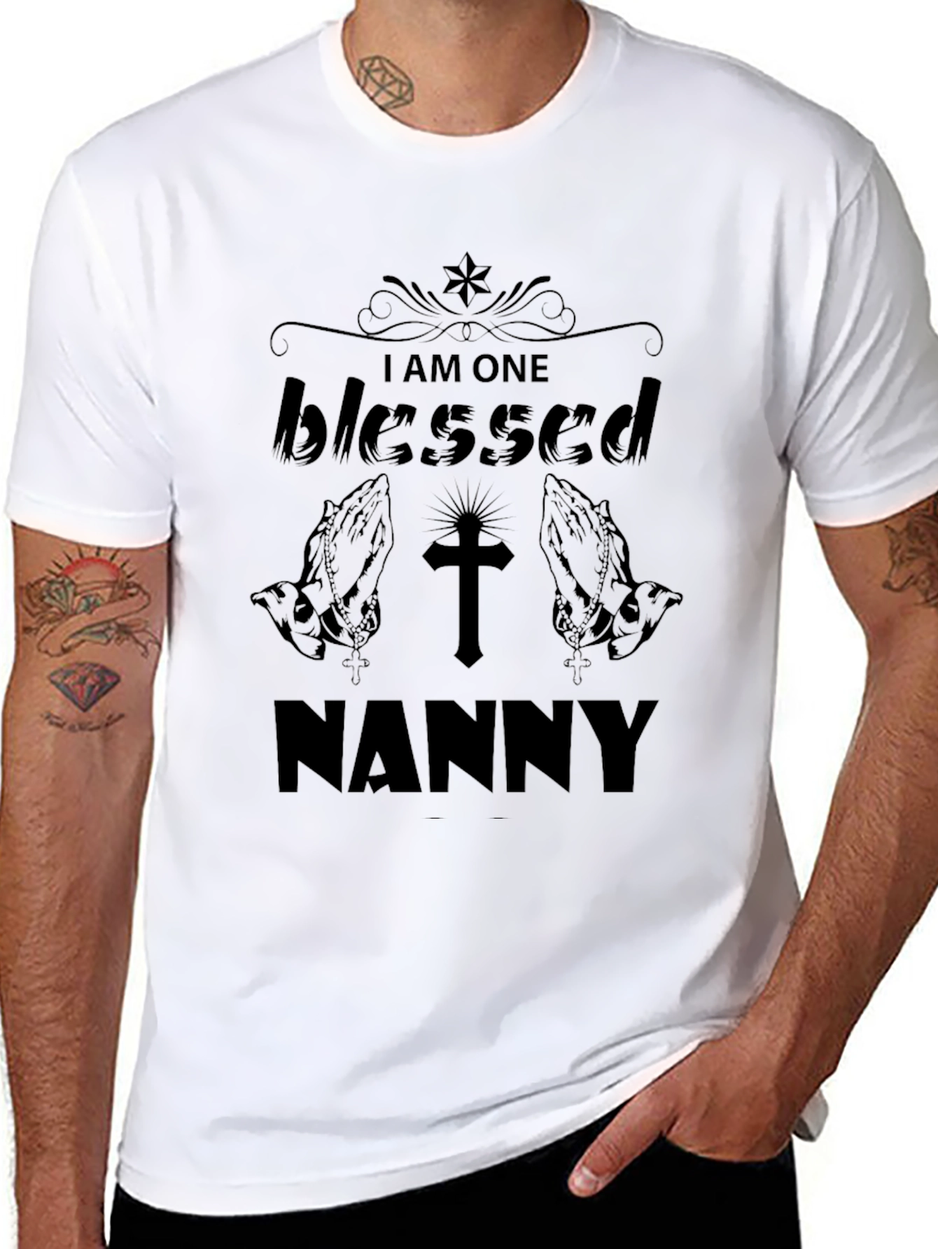 Blessed Nanny Graphic T-Shirt - Religious Gift Idea