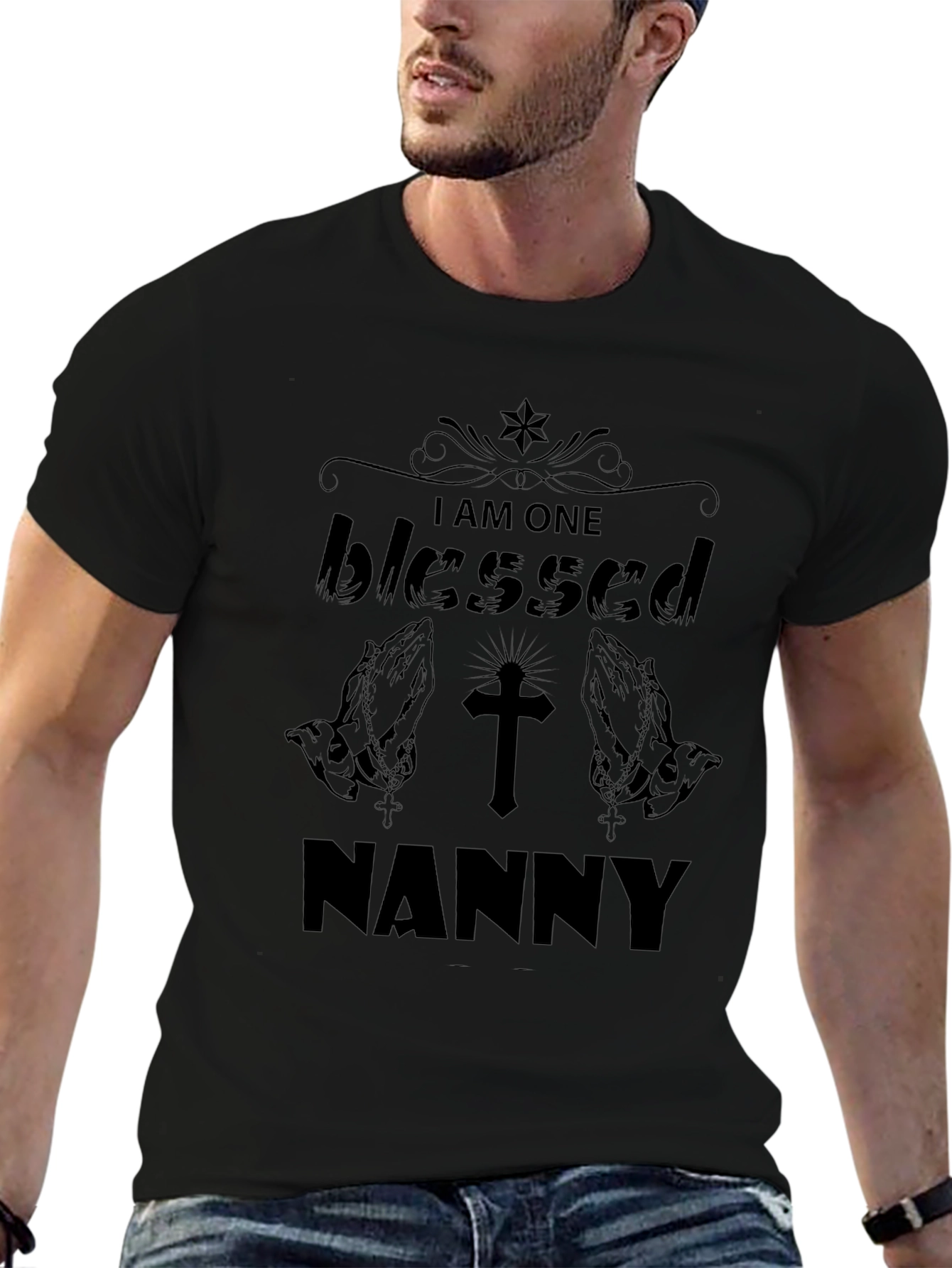Blessed Nanny Graphic T-Shirt - Religious Gift Idea