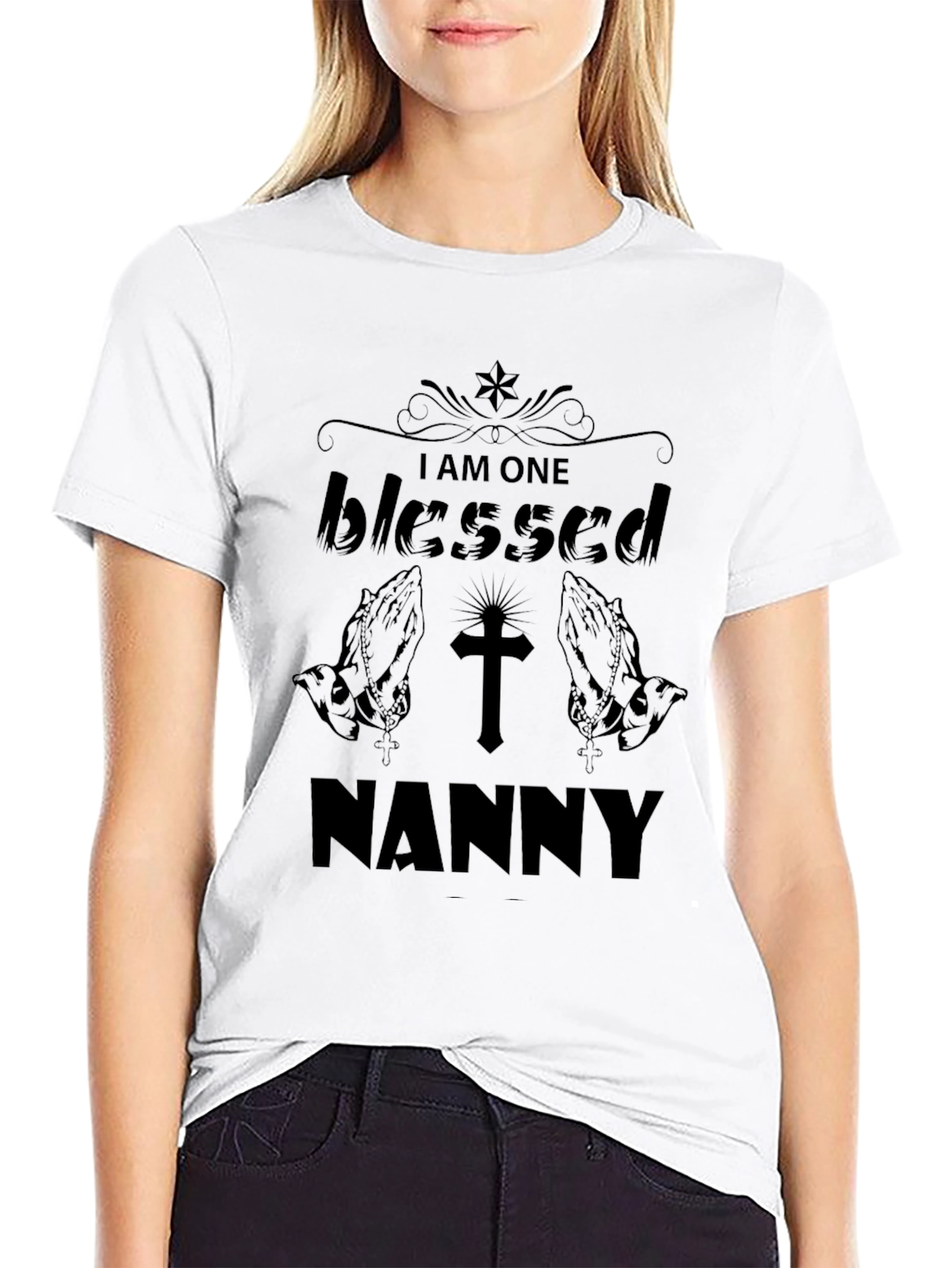 Blessed Nanny Graphic T-Shirt - Religious Gift Idea