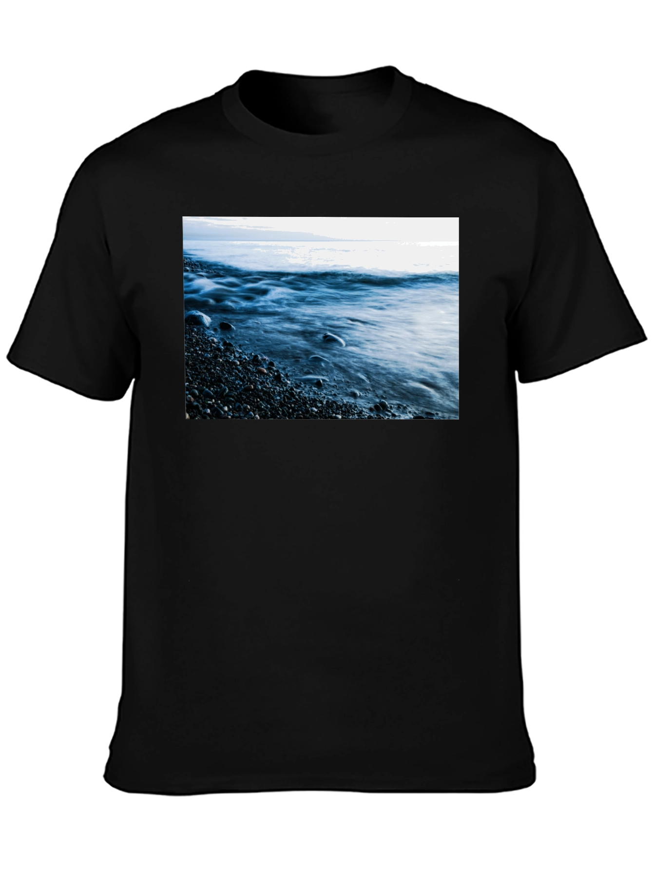 Ocean Wave Graphic Black T-Shirt
