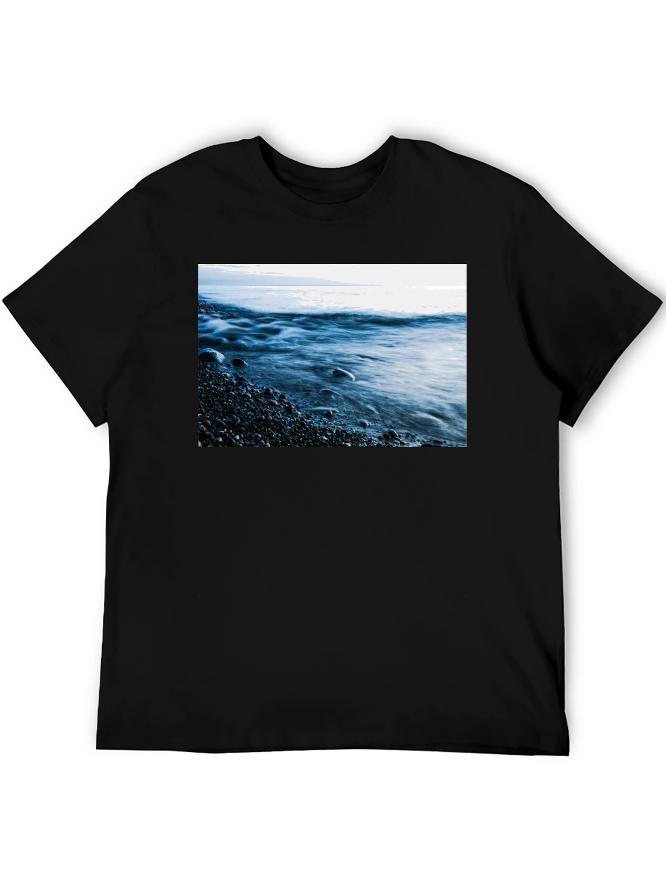 Ocean Wave Graphic Black T-Shirt