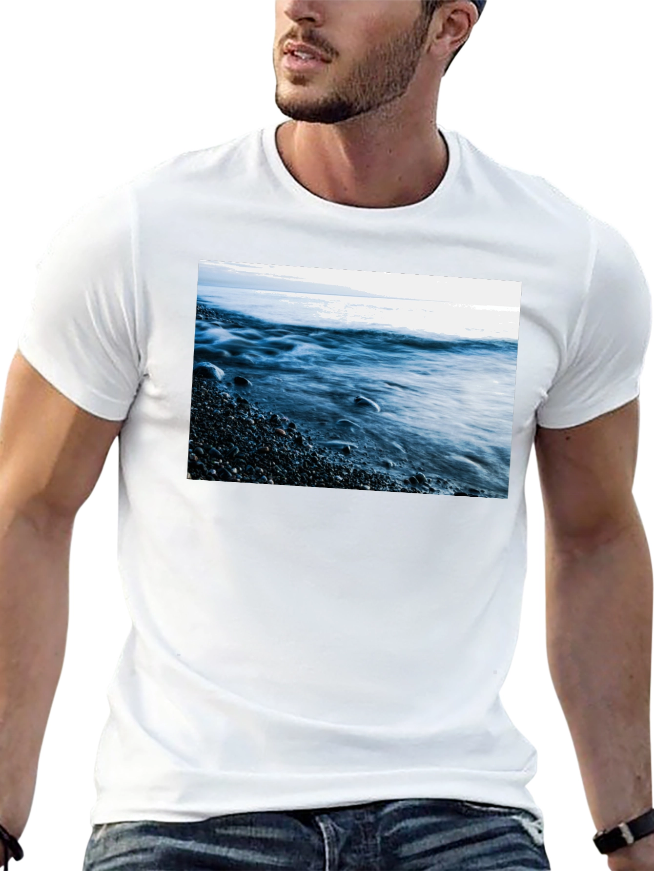 Ocean Wave Graphic Black T-Shirt