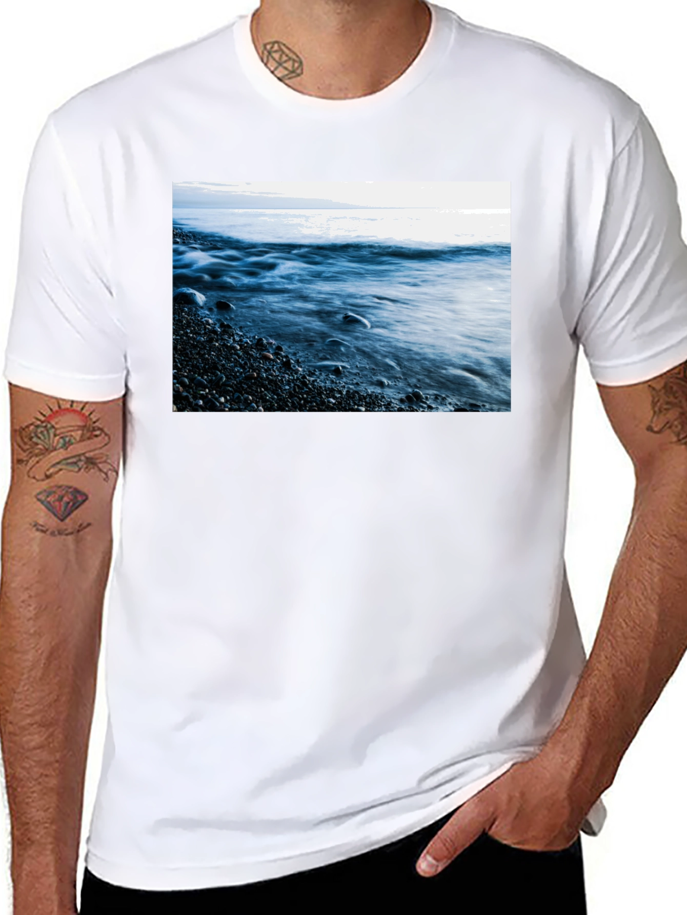 Ocean Wave Graphic Black T-Shirt