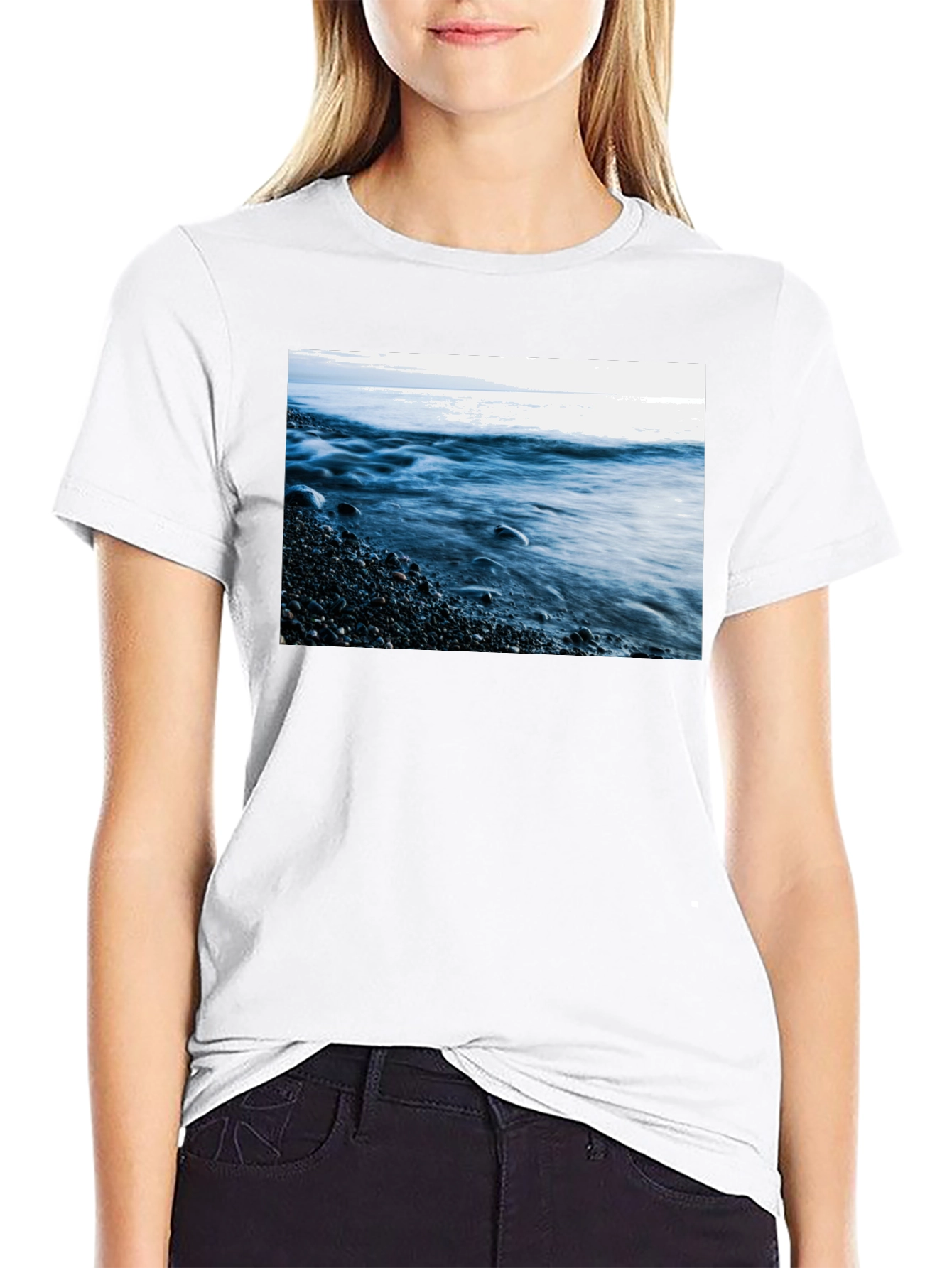 Ocean Wave Graphic Black T-Shirt
