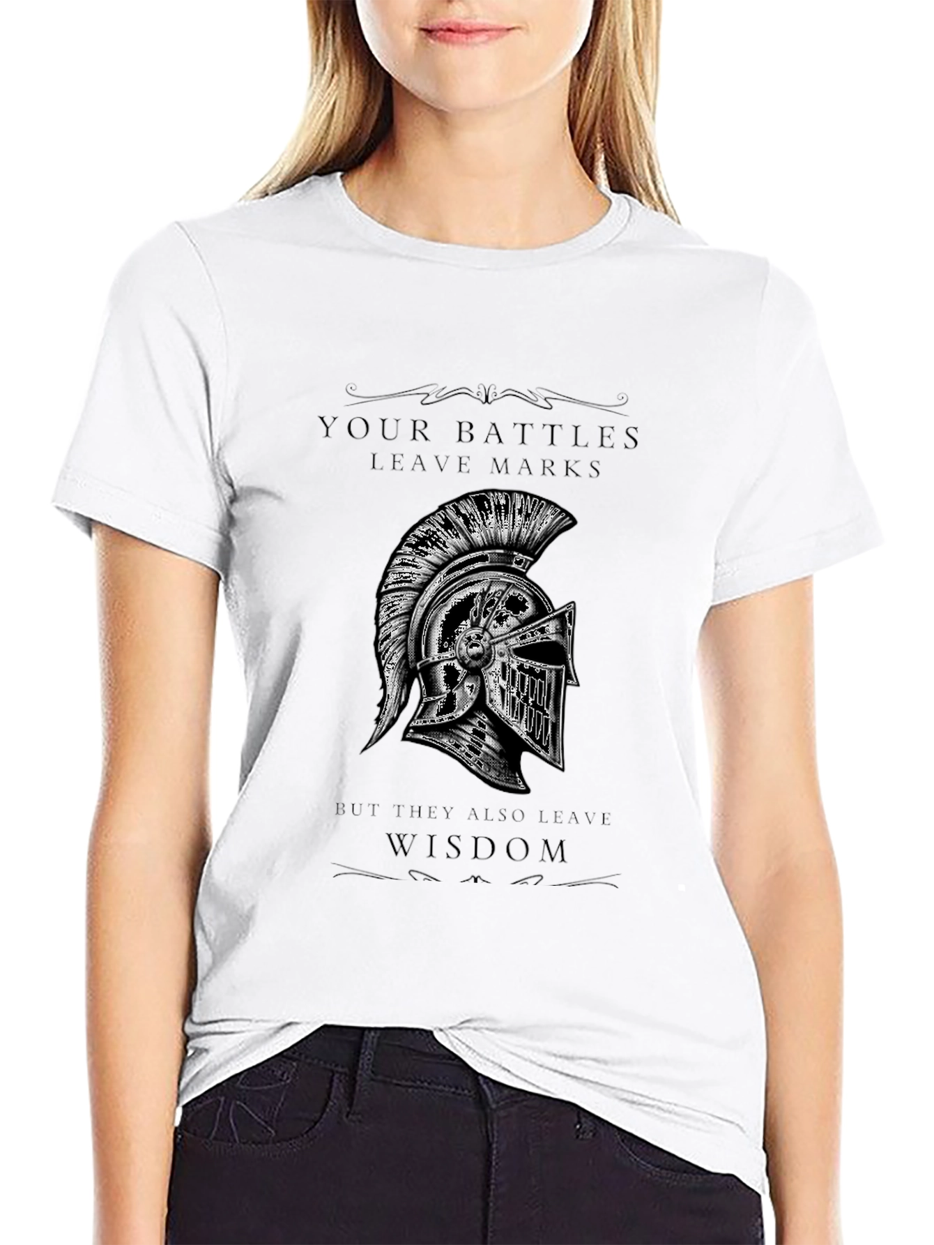 Warrior Helmet T-Shirt - Battle Marks & Wisdom