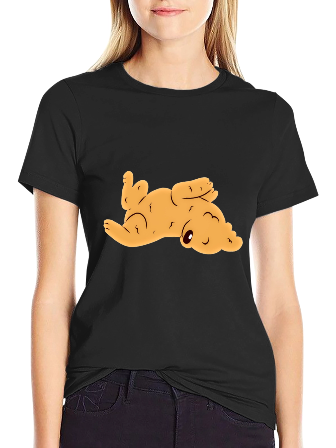 Cute Puppy Graphic Tee - Black