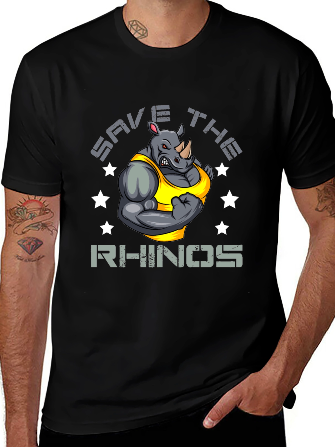 Save The Rhinos Graphic Print T-Shirt