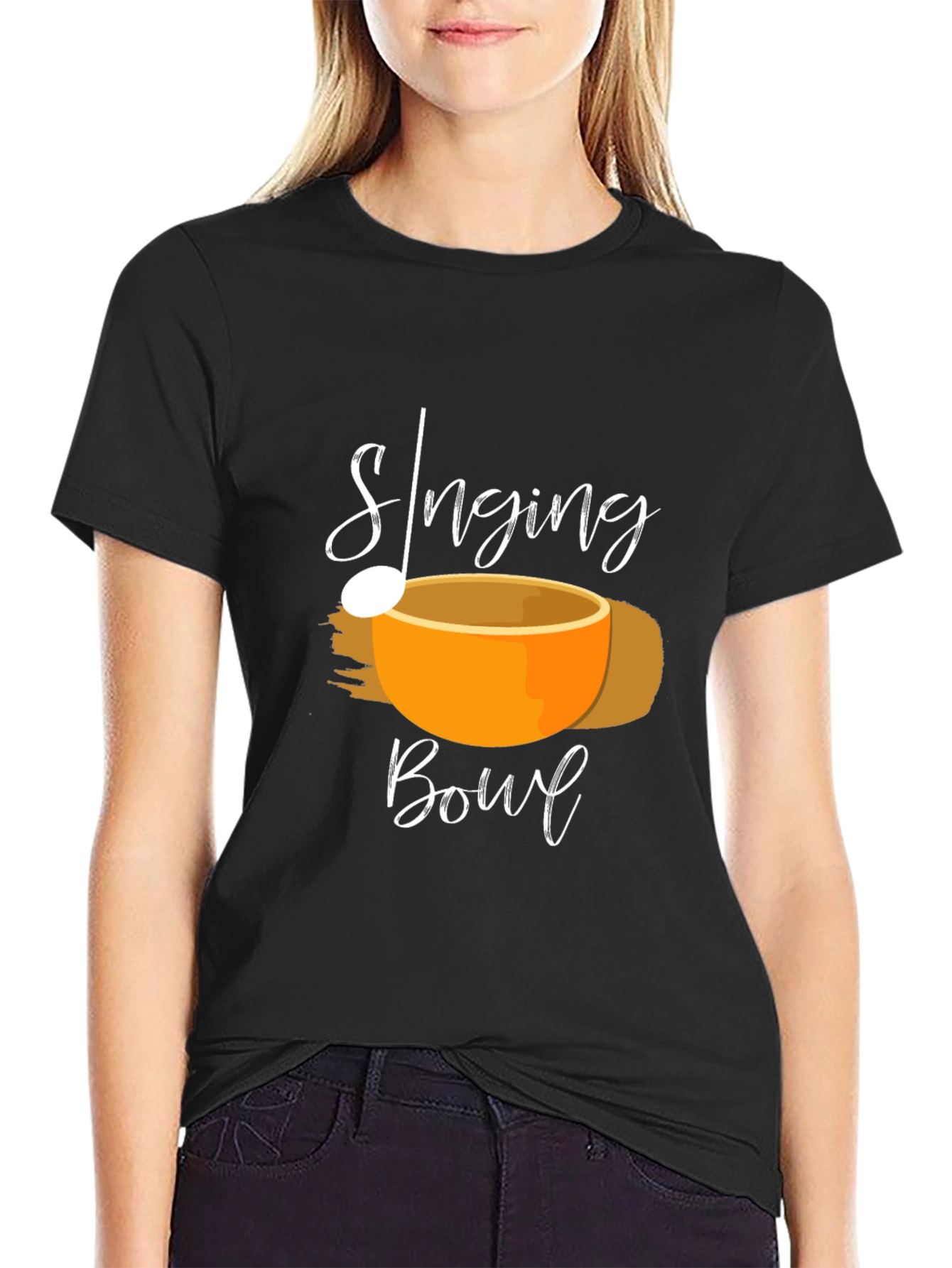 Singing Bowl Black T-Shirt - Meditation Apparel