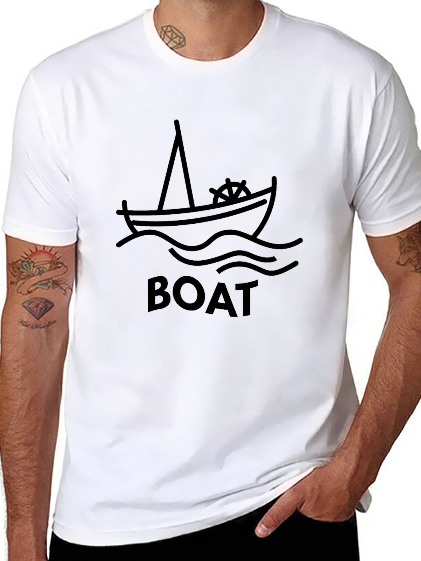 Boat Graphic Black T-Shirt