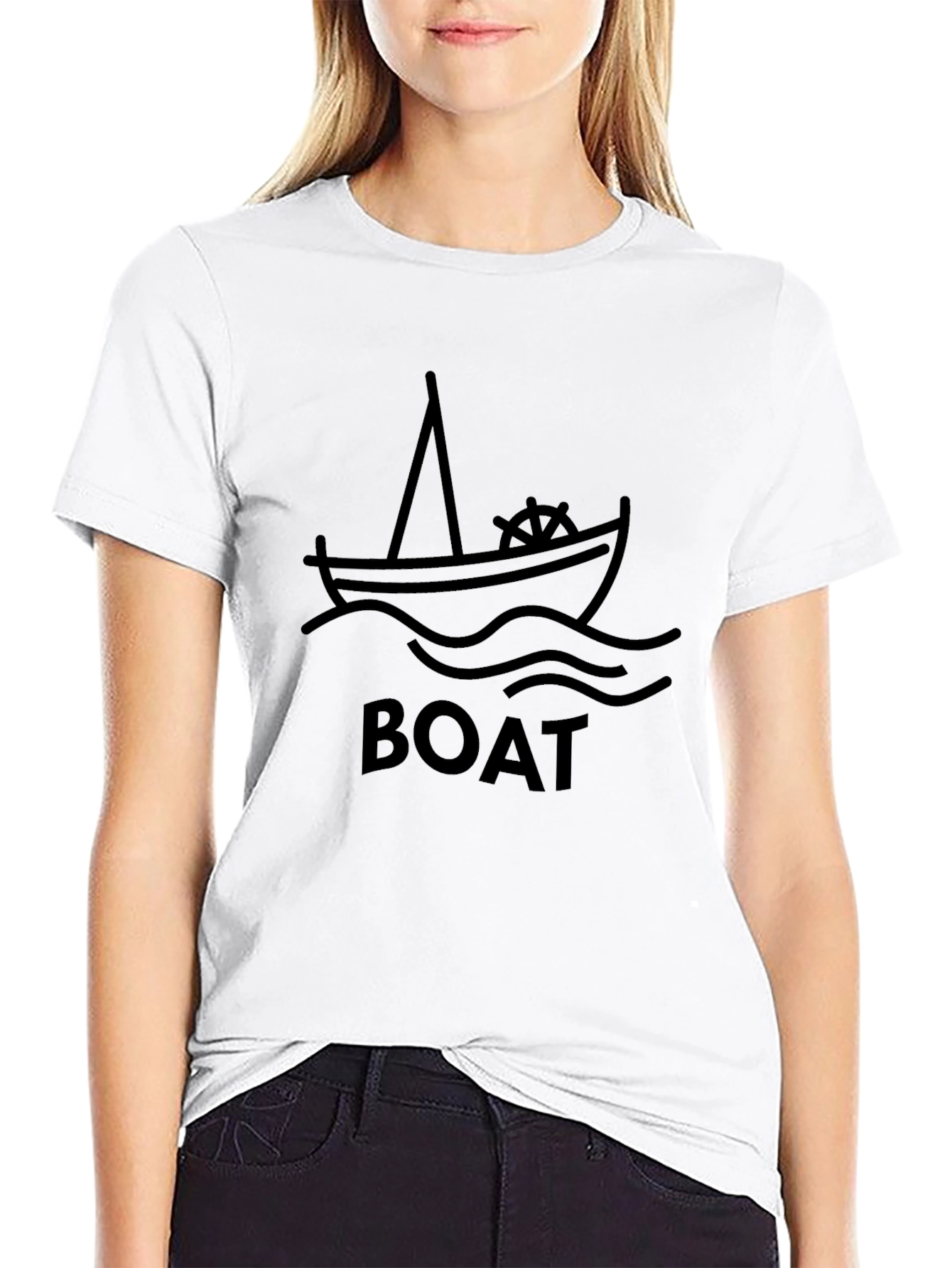 Boat Graphic Black T-Shirt
