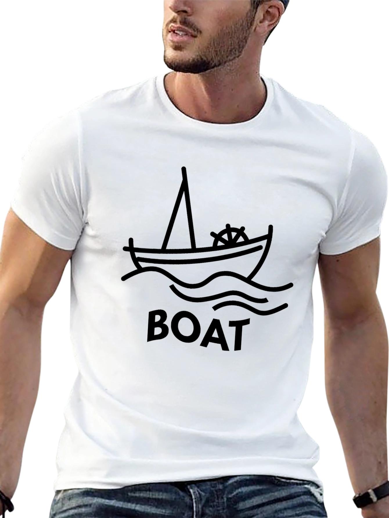 Boat Graphic Black T-Shirt