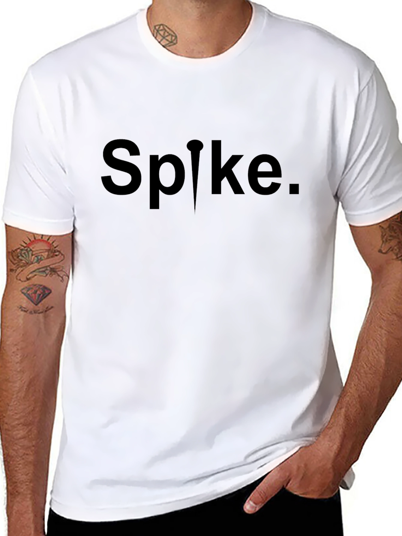 Spike Graphic Tee - Black Cotton Casual Wear